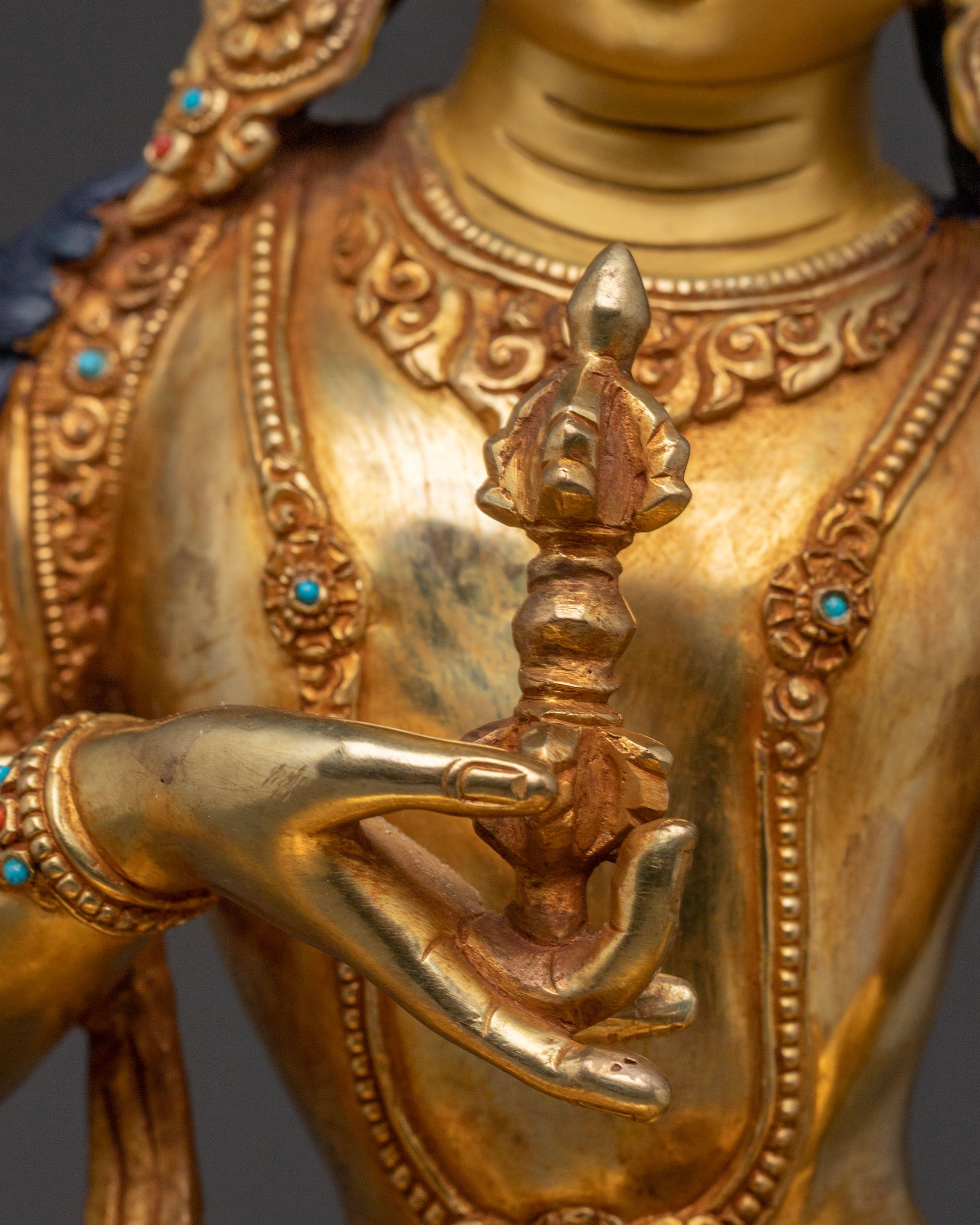 Vajrasattva Golden Statue | Gold Gilded Serenity