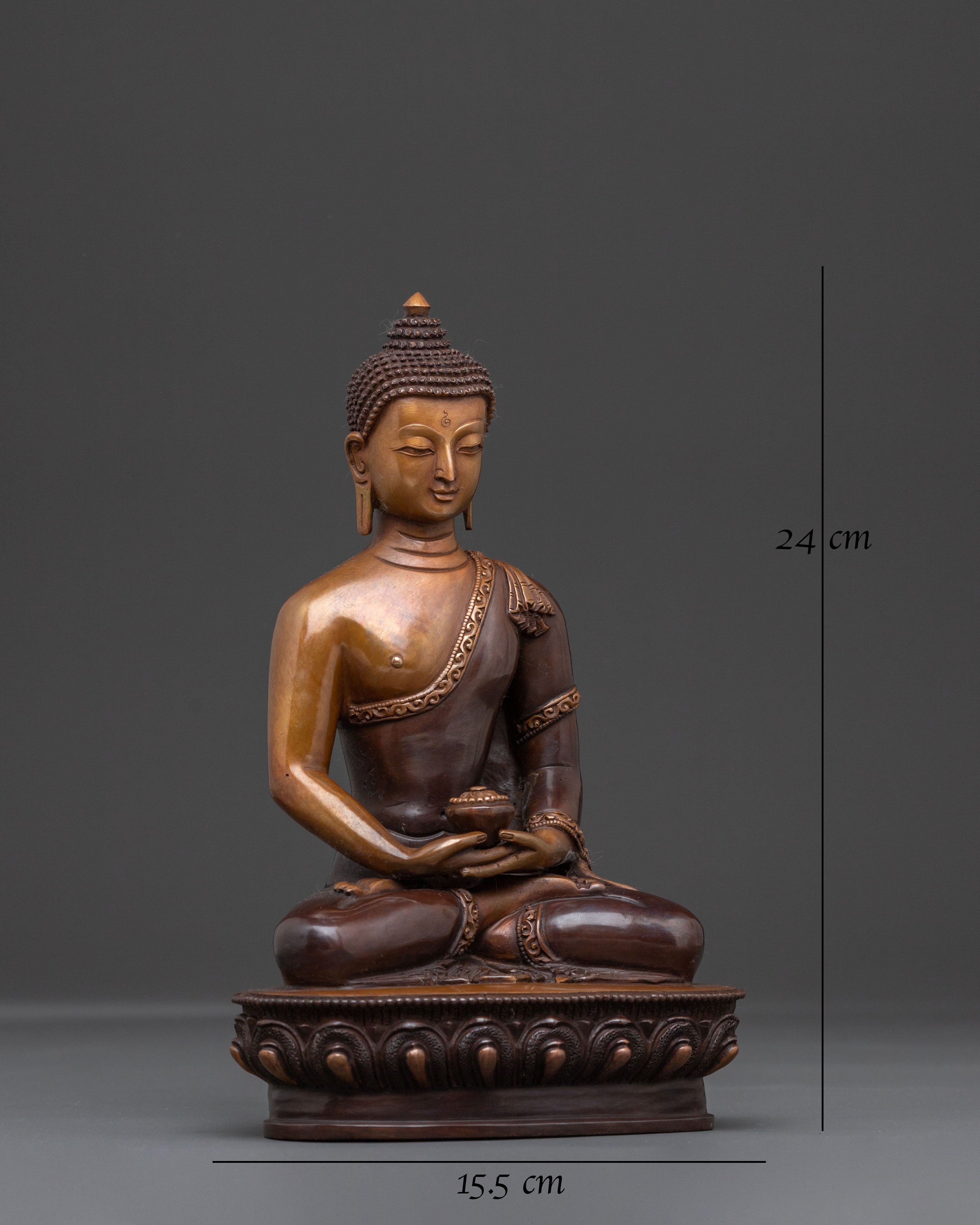 Amitabha Buddha Shrine Statue: Oxidized Copper Serenity