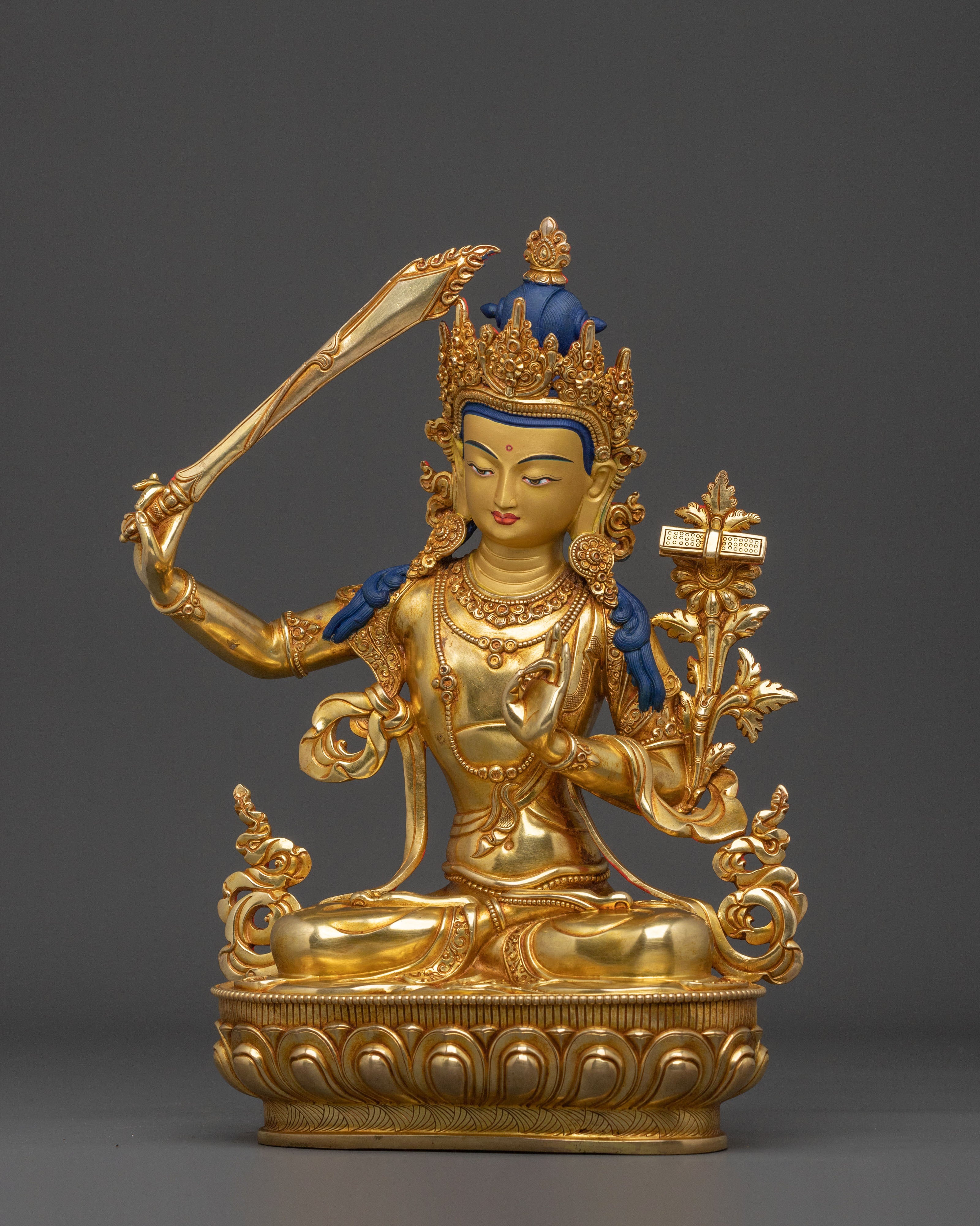 Manjushri Traditional Figurine of Wisdom | Buddhist Deity Sculpture of Wisdom