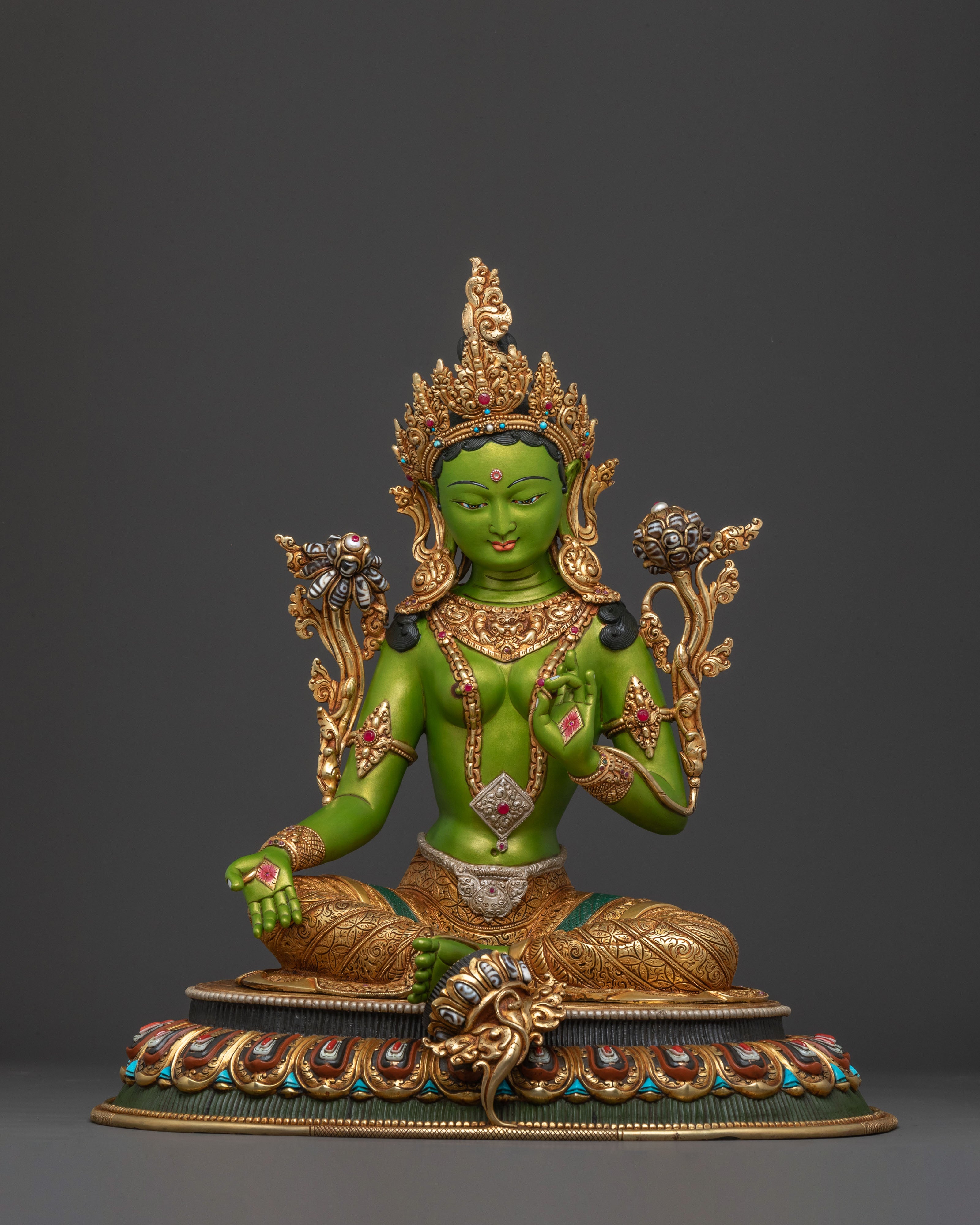 Green Tara Copper Statue | Goddess of Compassion