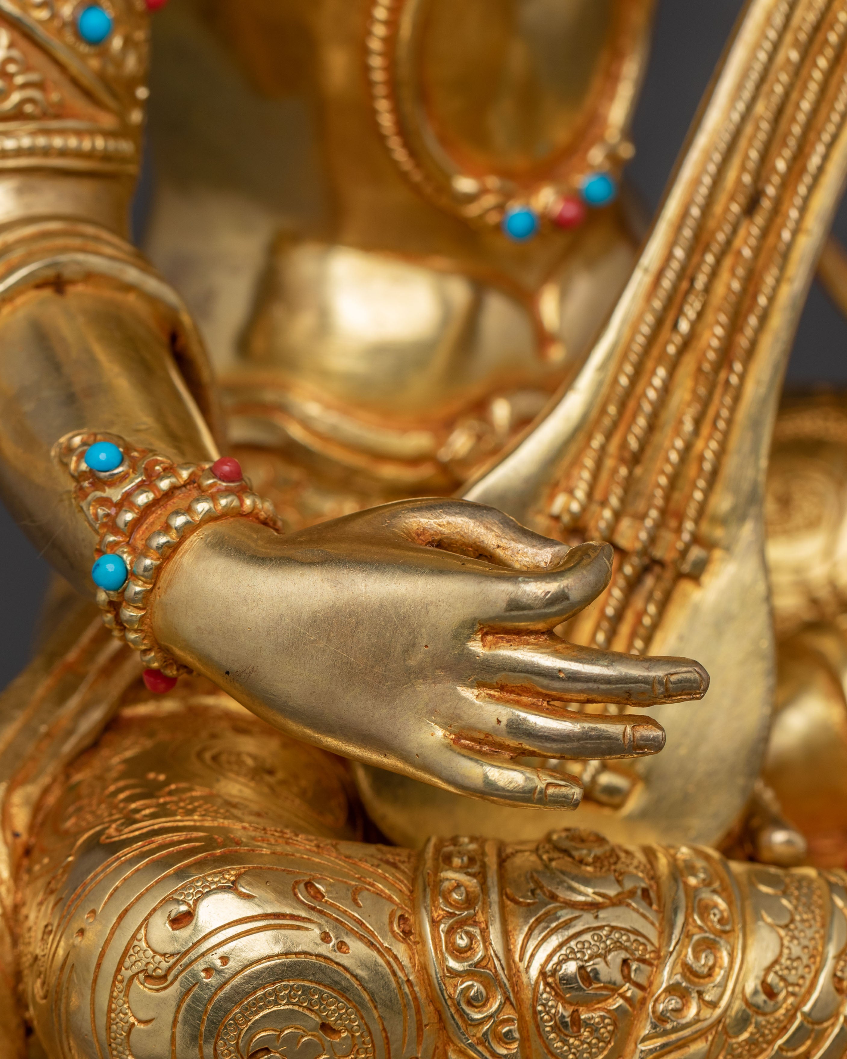 Goddess Saraswati Golden Statue | Knowledge Figure