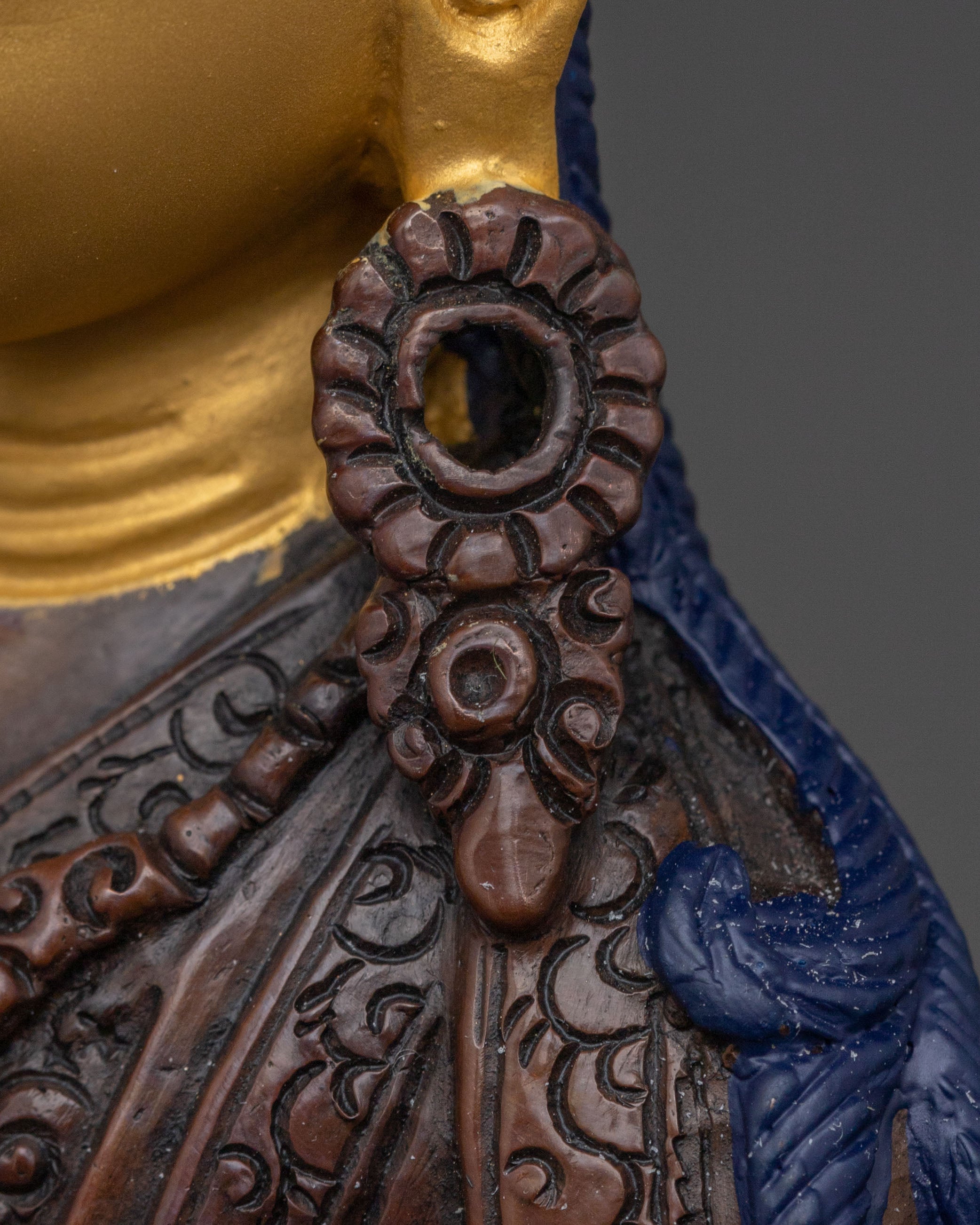 Teacher of the Dharma Guru Rinpoche Statue – Hand-Gilded Copper