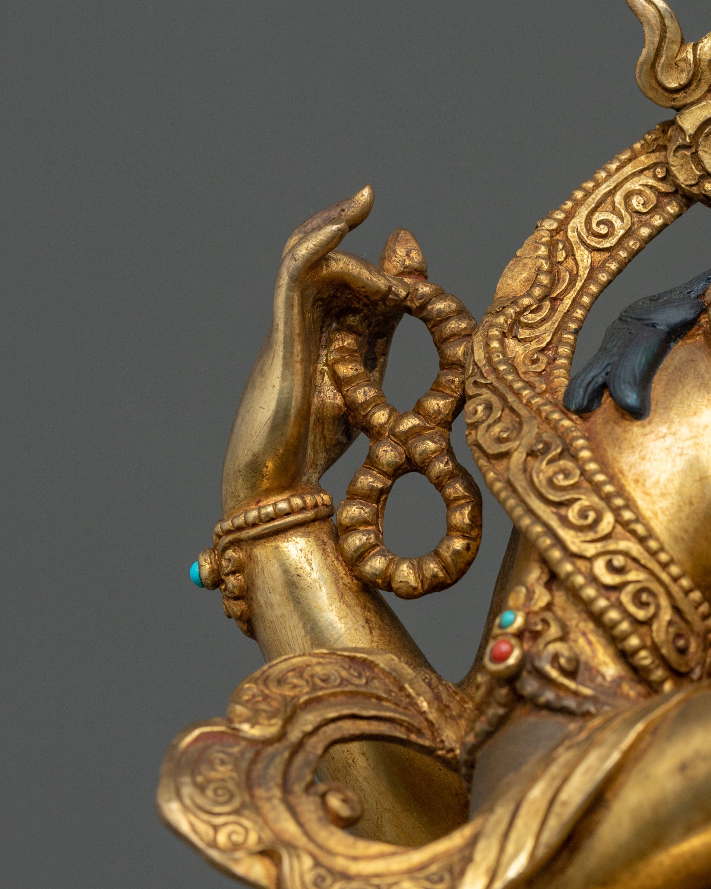 Chenrezig Fire Gold Gilded Statue | Buddhist Figurine