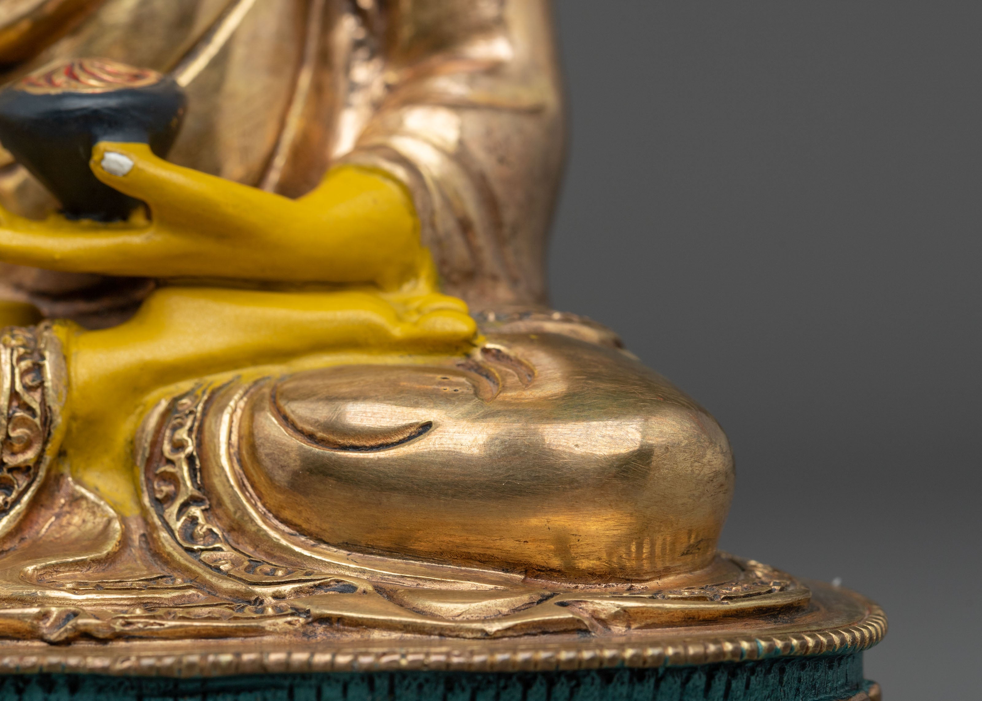 Historical Buddha Shakyamuni Meditation Sculpture in 24K Gold