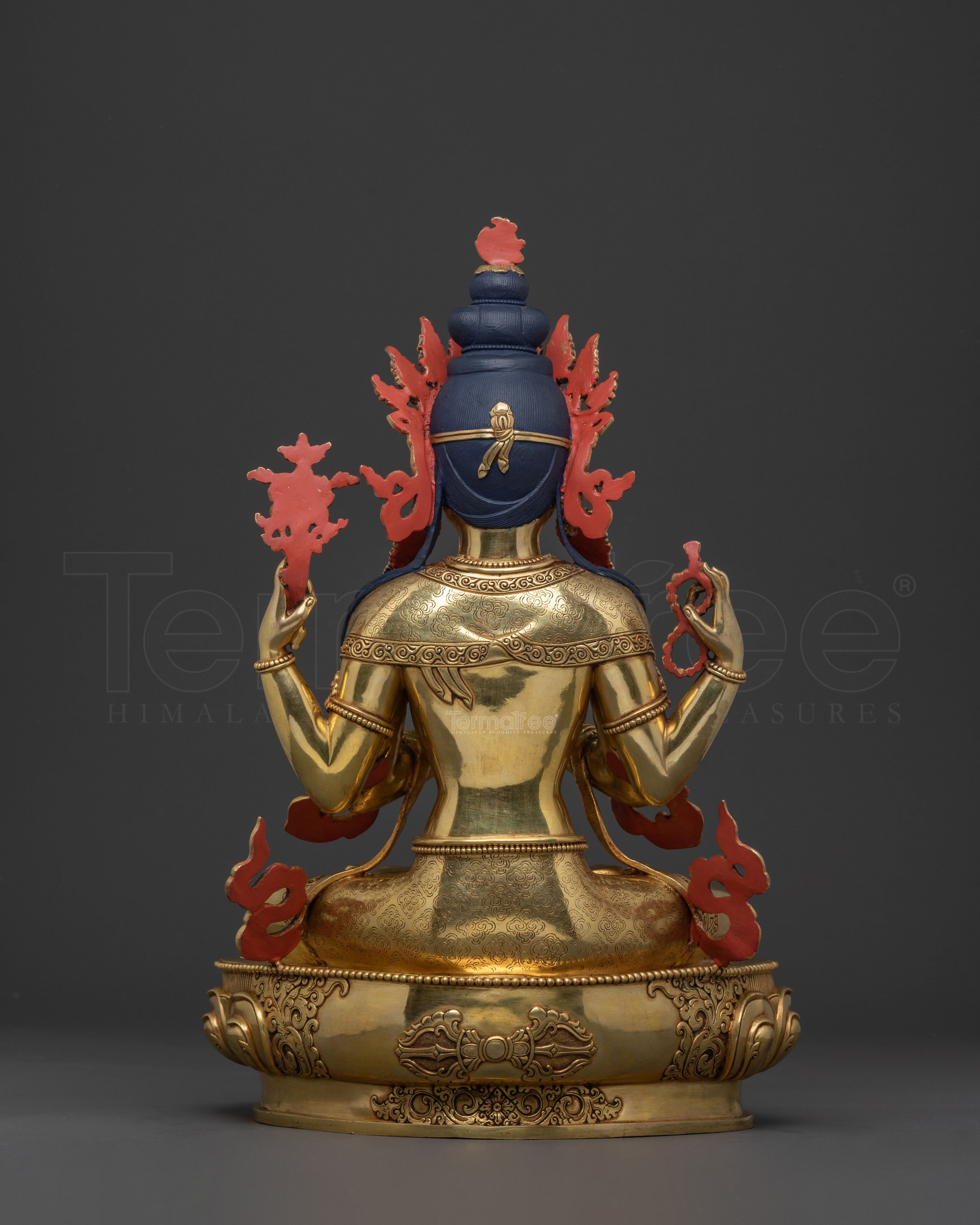 Chenrezig Compassion Statue: 24K Gold Gilded Figure