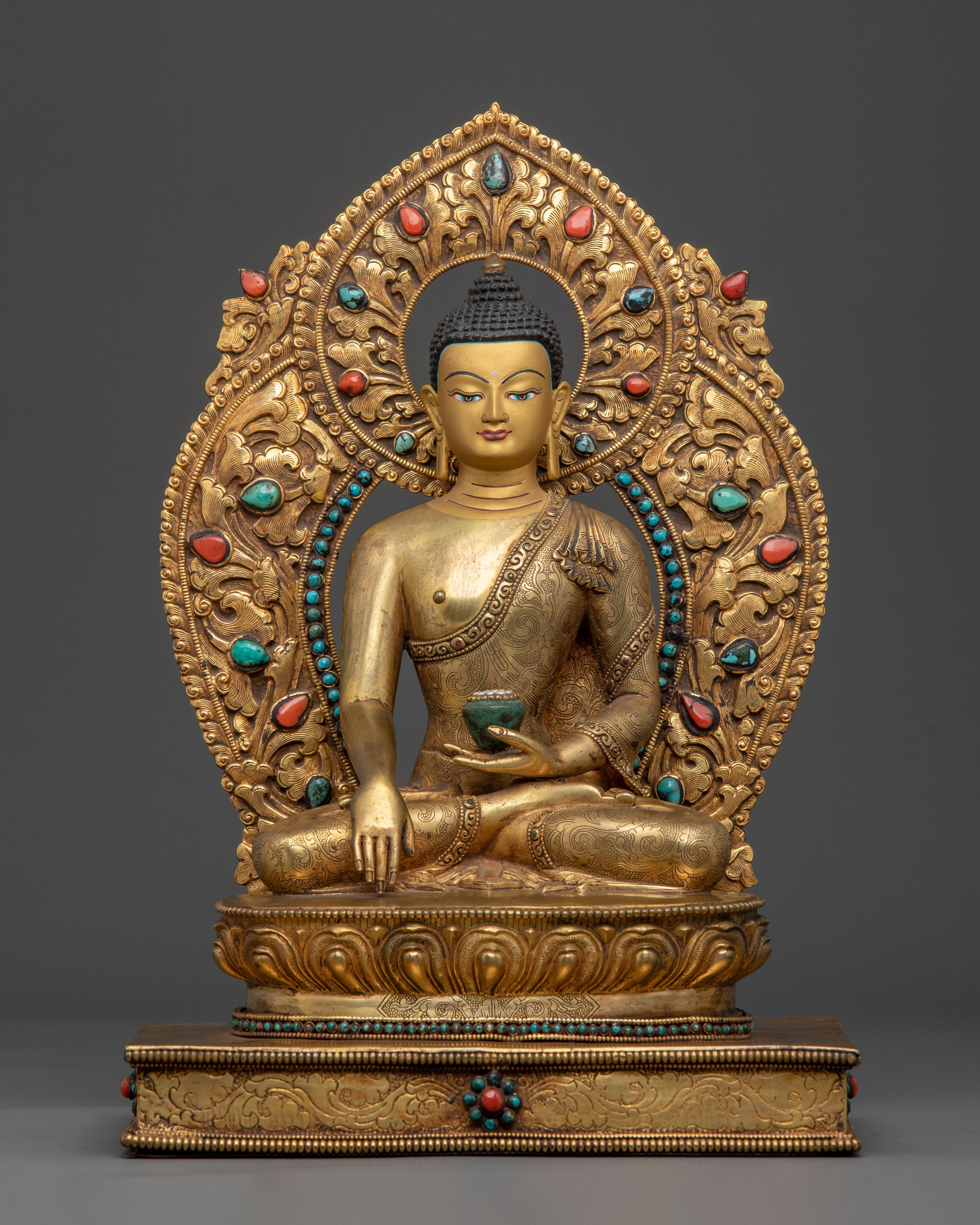 Sacred Three Buddha Handcrafted Statue Set in Premium 24K Gold