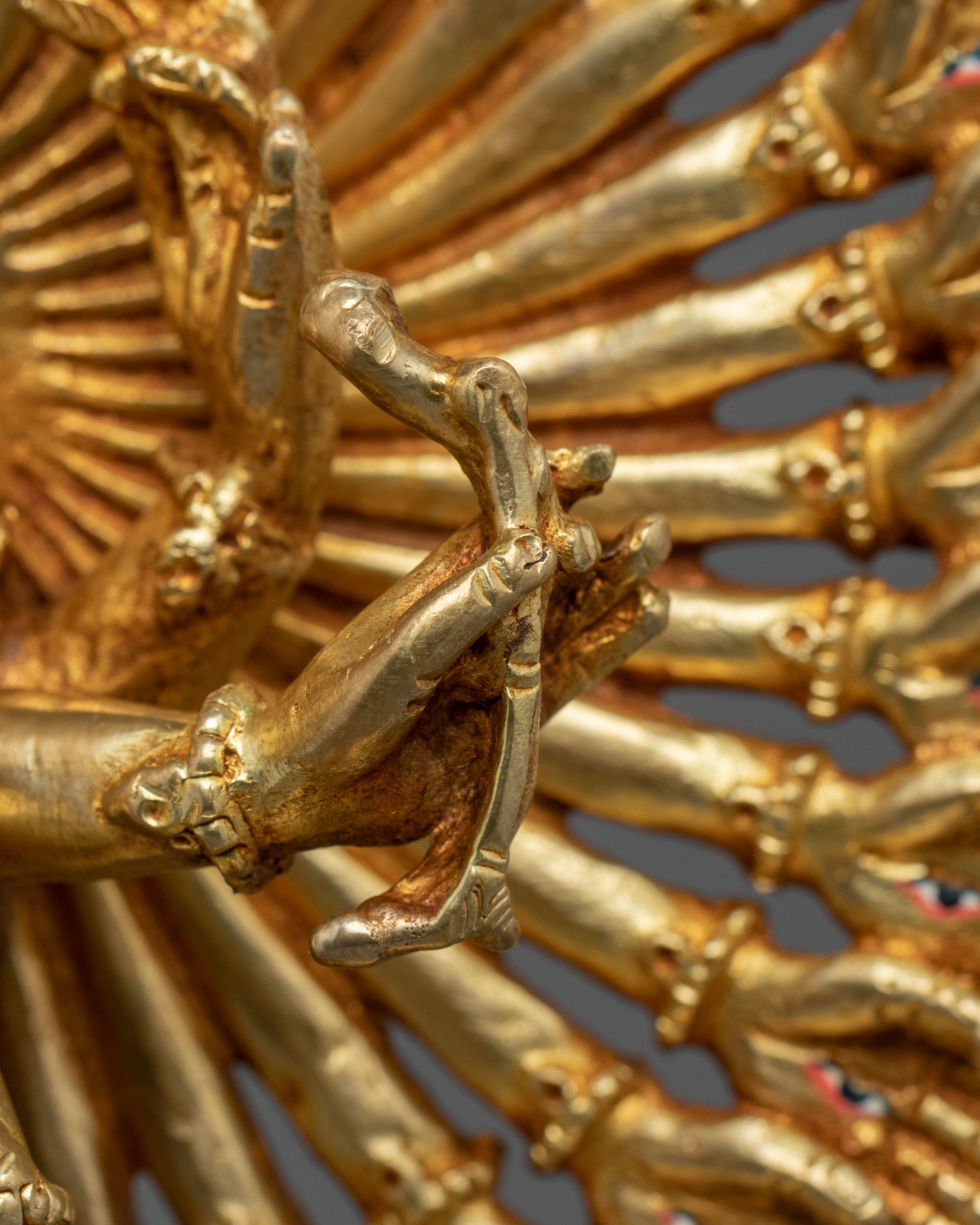 1000 Armed Chenrezig Spiritual Sculpture with 24K Gold Gilded