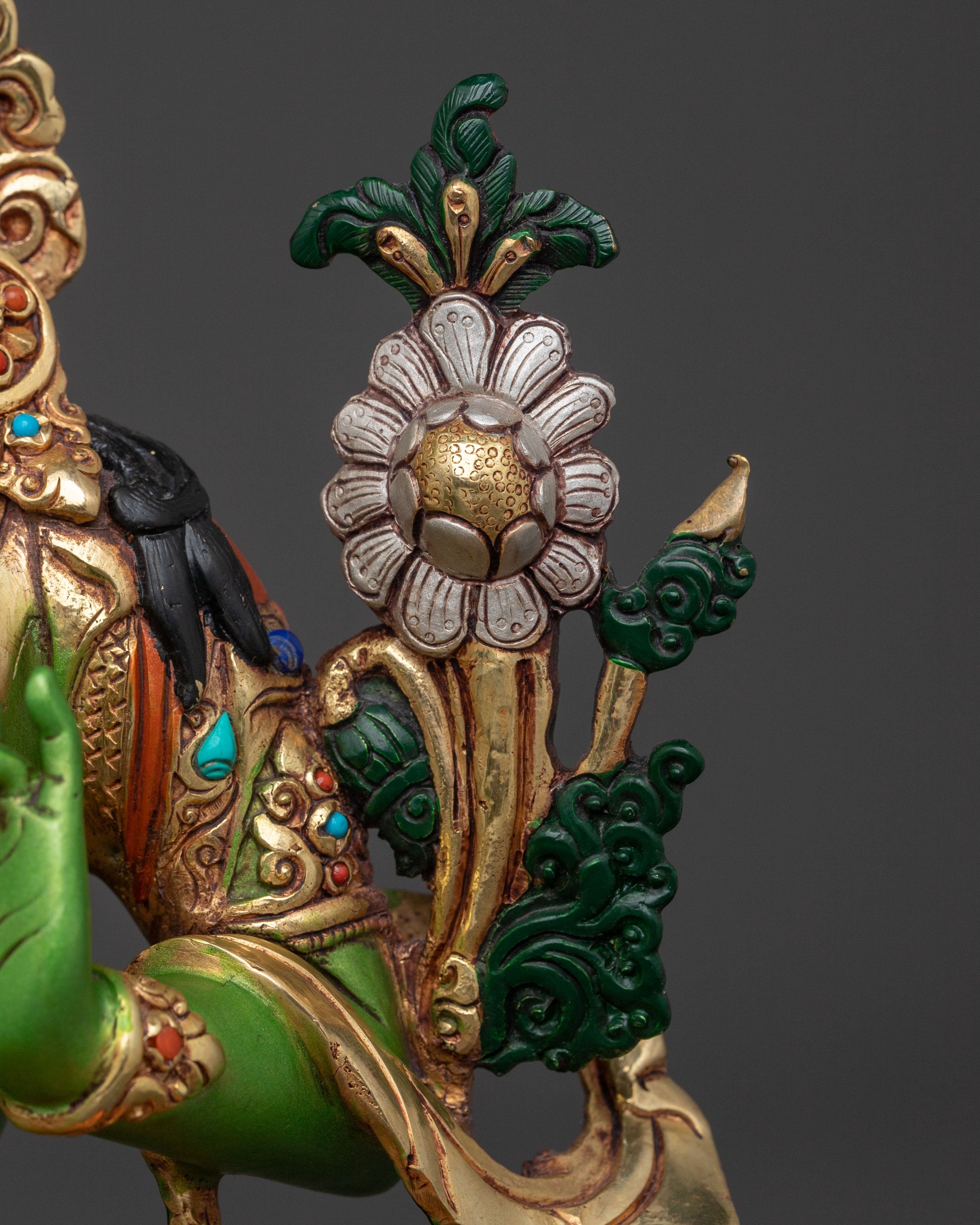 Handcrafted Green Tara Tibetan Statue | Spiritual Icon