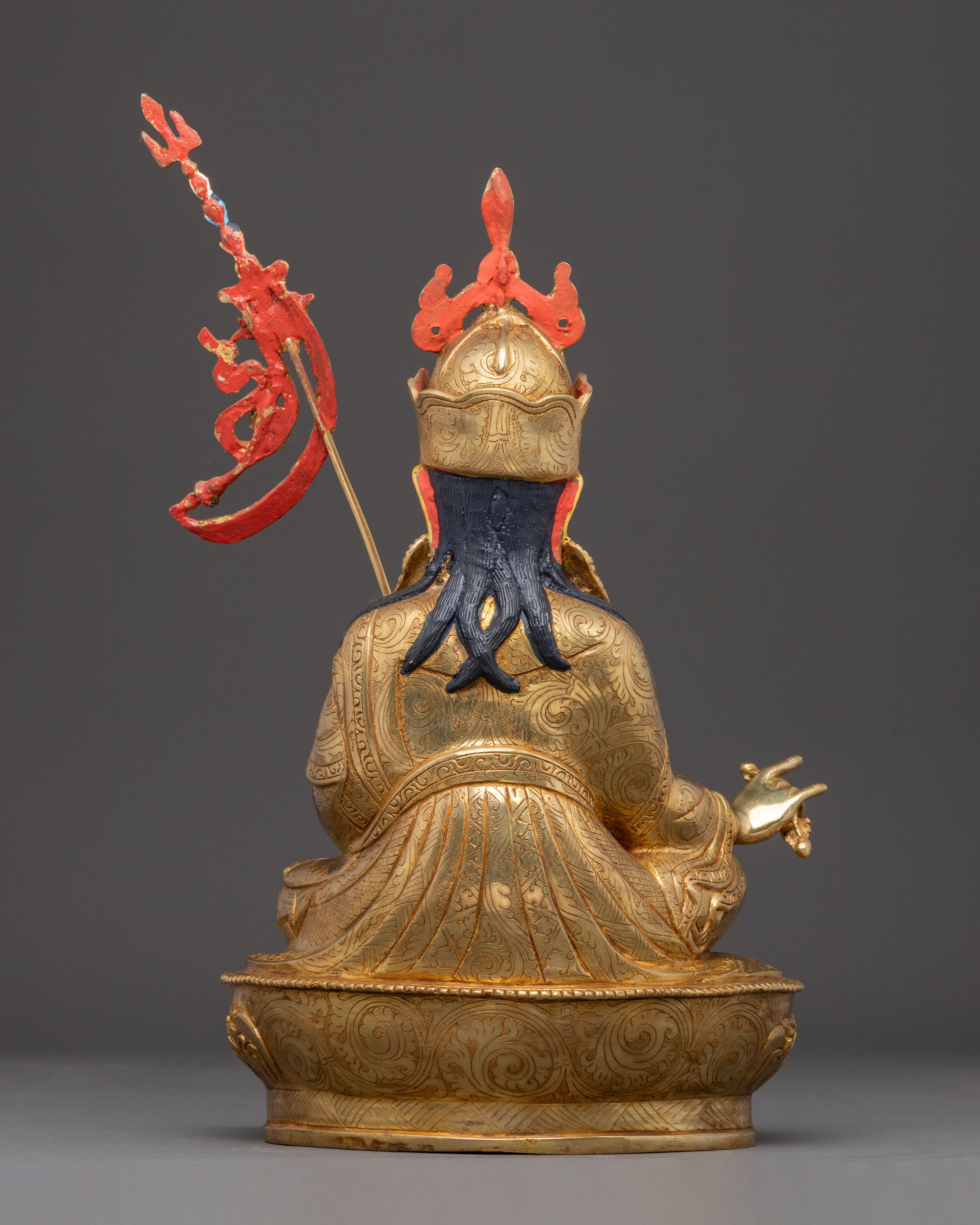 Handcrafted Golden Sculpture of Guru Rinpoche | Lotus-Born Master