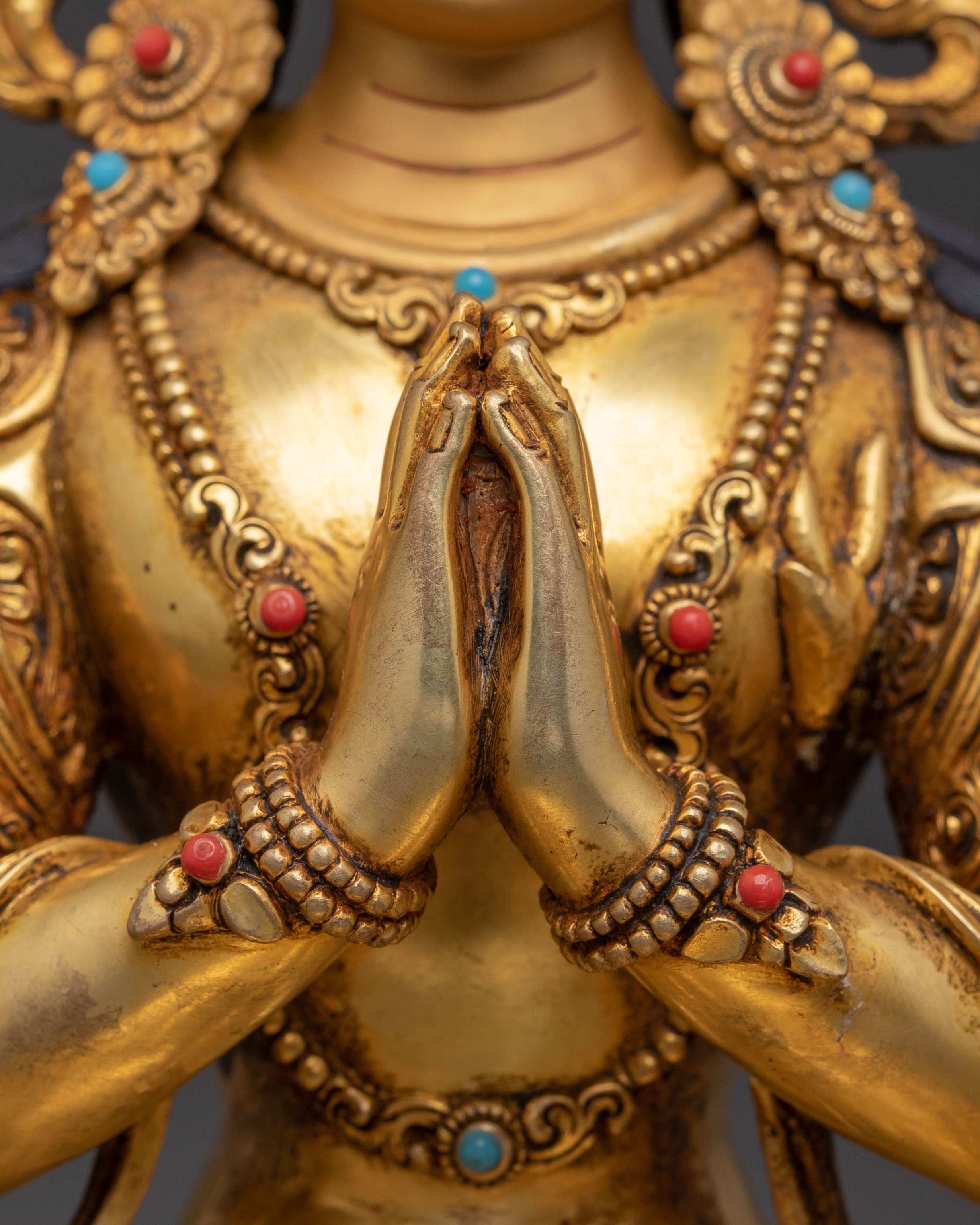 24K Gold Gilded Six Bodhisattva Spiritual Statue Set