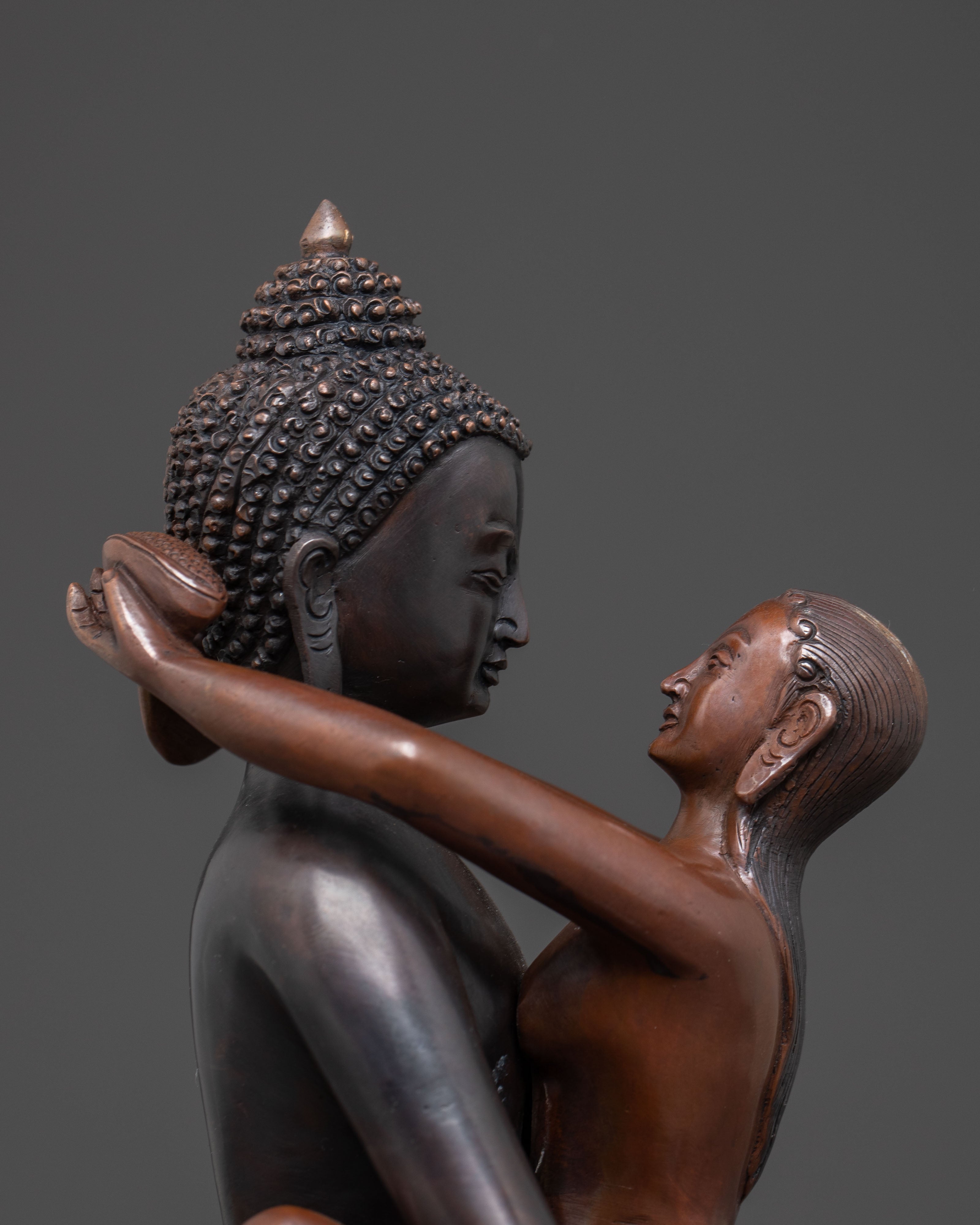 Oxidized Tibetan Samantabhadra With Consort Statue | Tantric Deity for Meditation