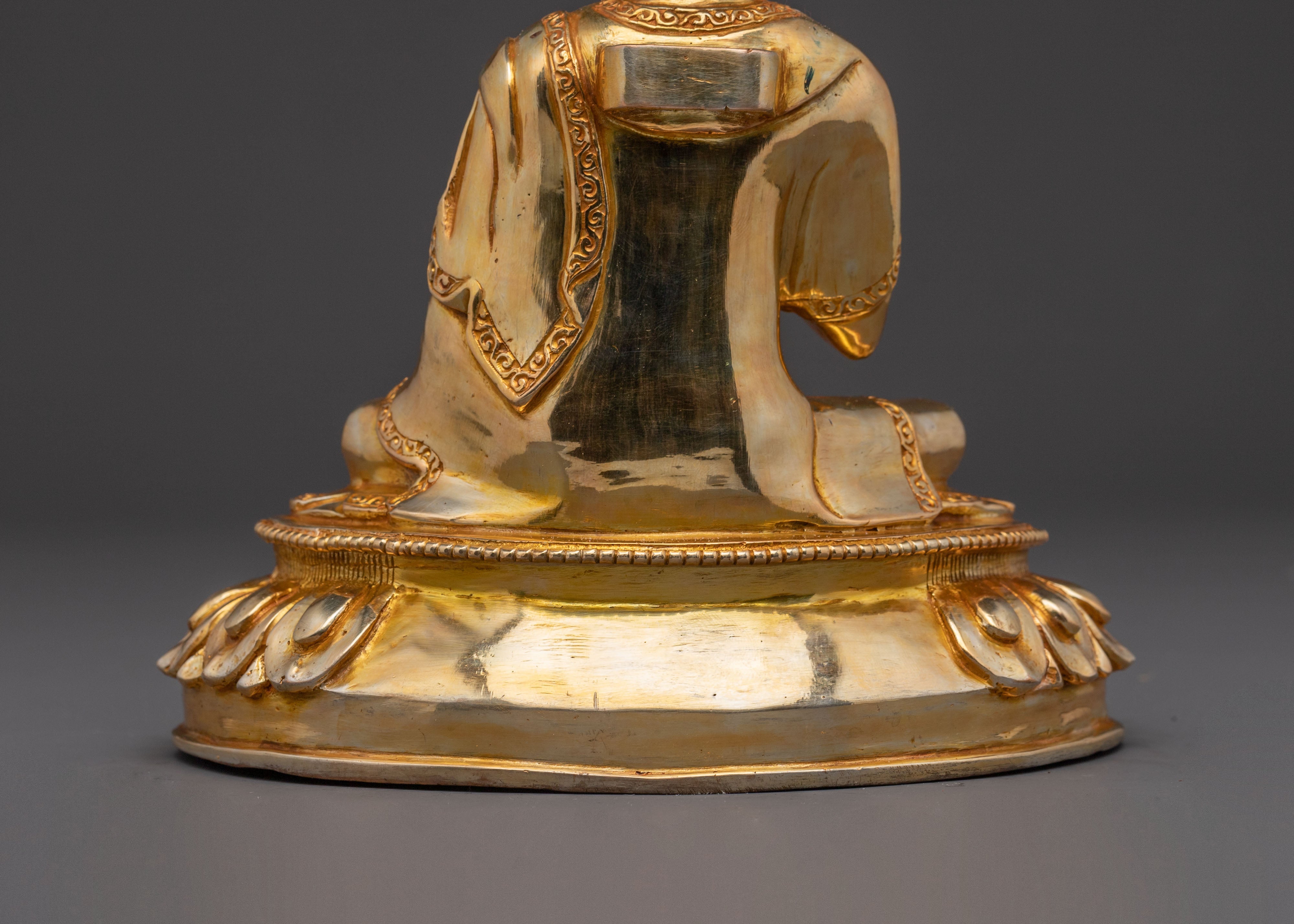 Buddhist Master Nagarjuna Copper Statue – Gilded Serenity