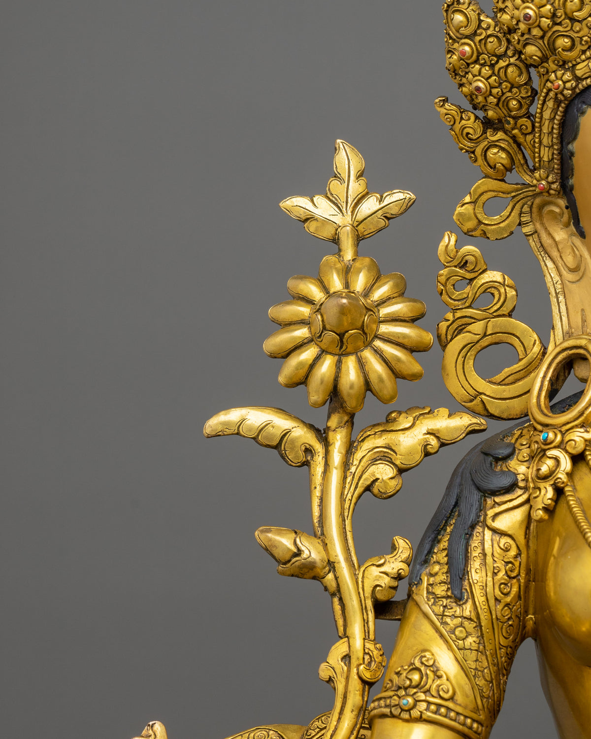 Guardian Green Tara Sacred Rupa | 24K Gold Gilded Copper Statue