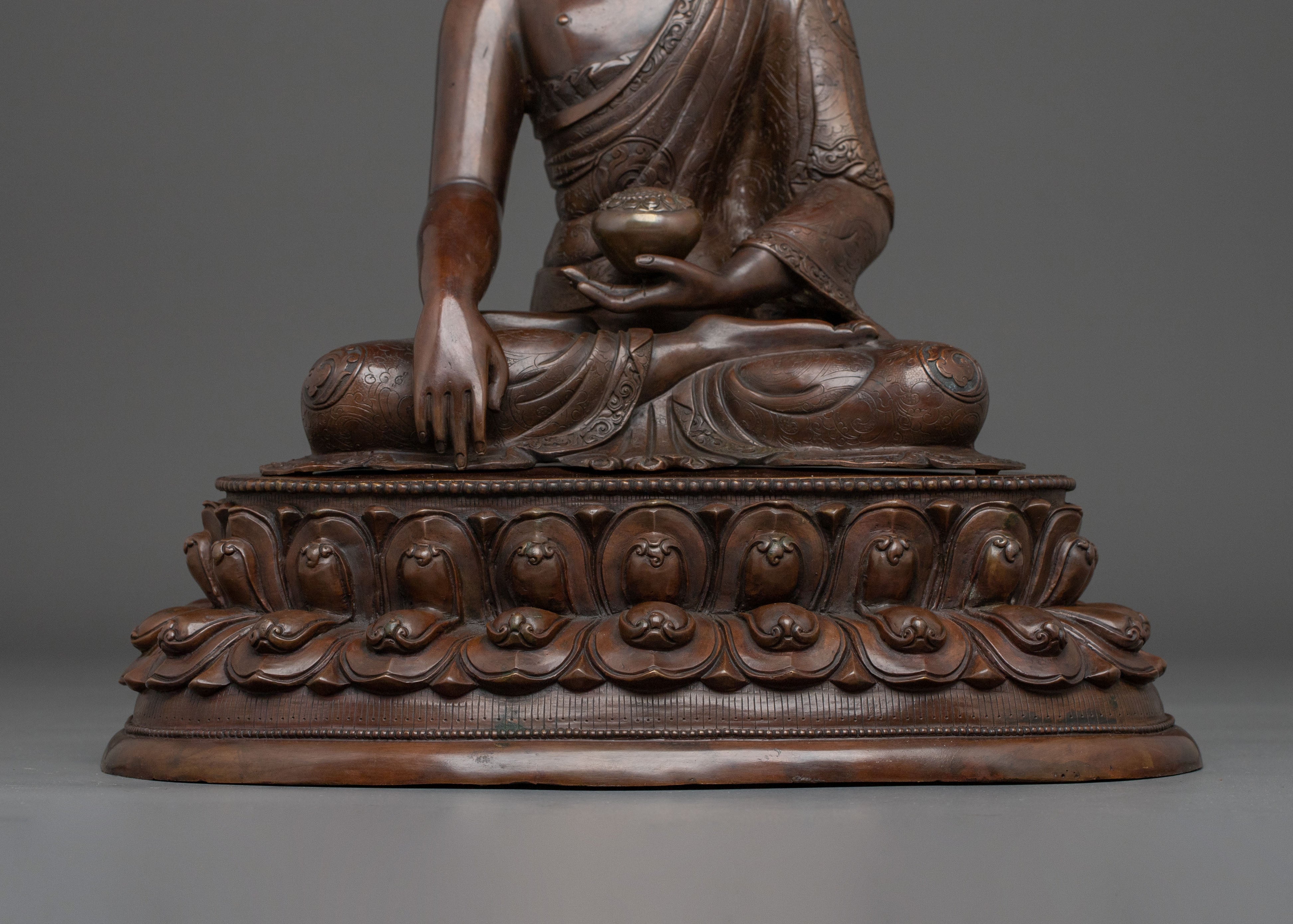 Shakyamuni Buddha Statue | Oxidized Copper Figurine