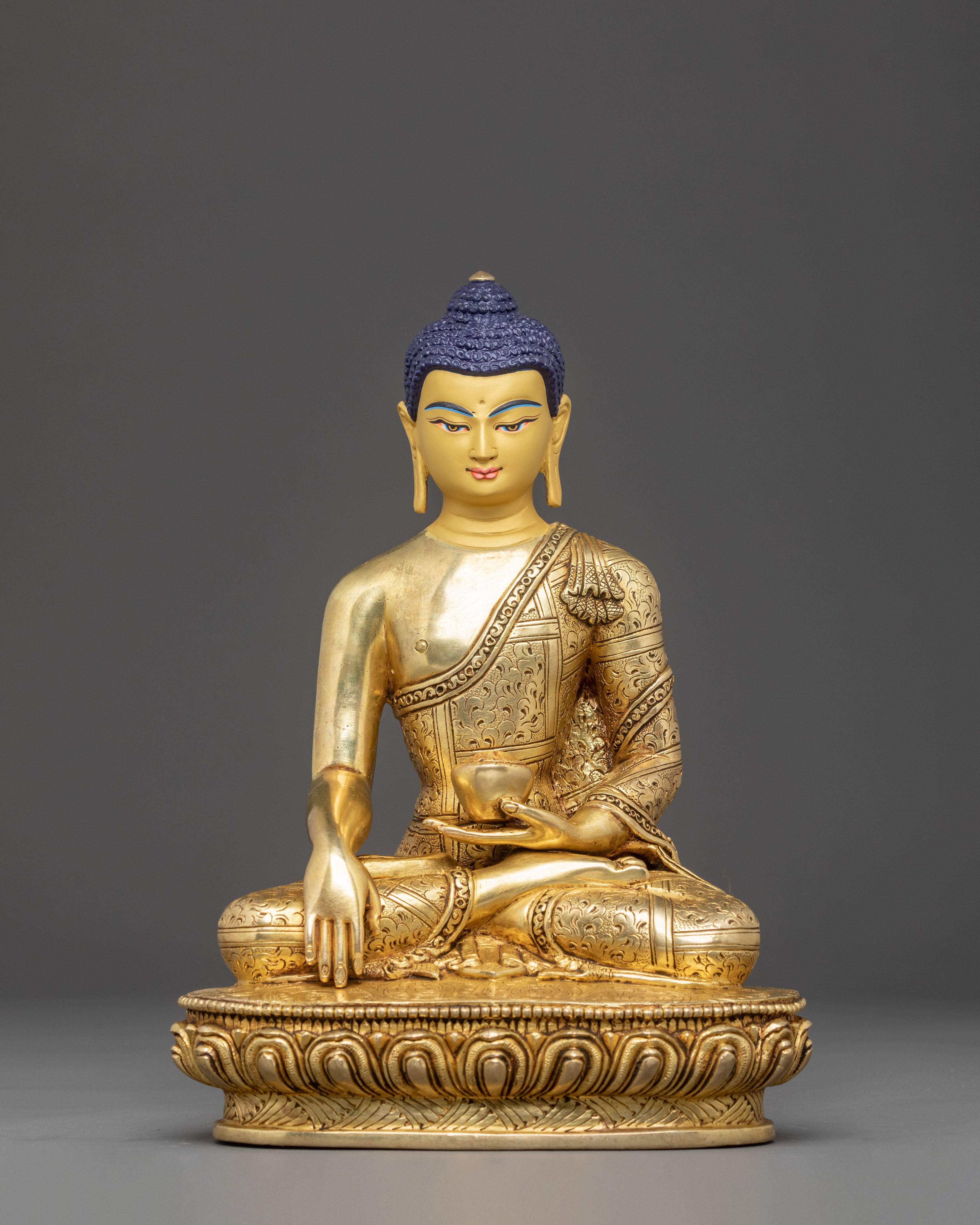 Handcrafted Copper Sculpture of Buddha Shakyamuni