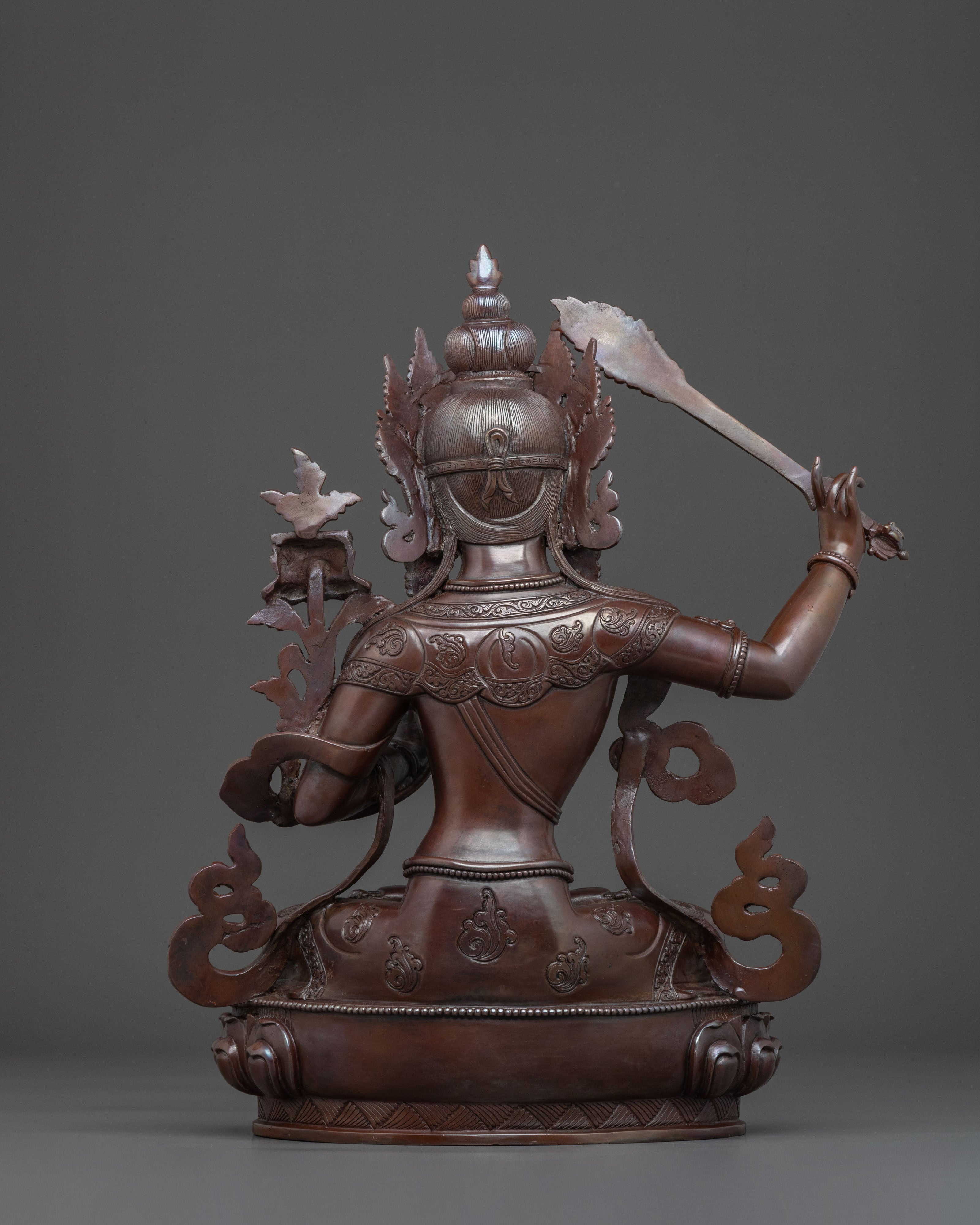 Oxidized Copper Manjushri Buddhist Statue