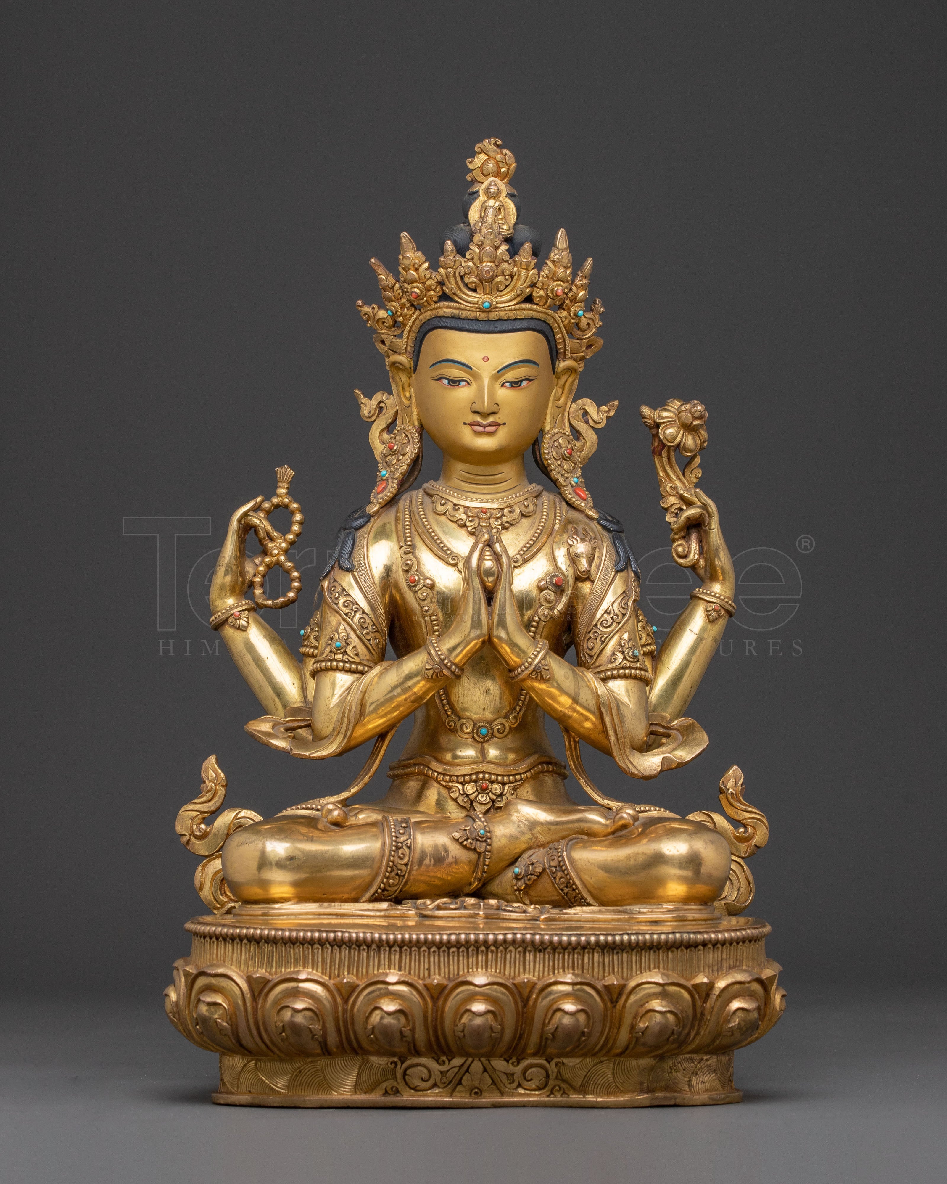Handcrafted Chenrezig Golden Statue