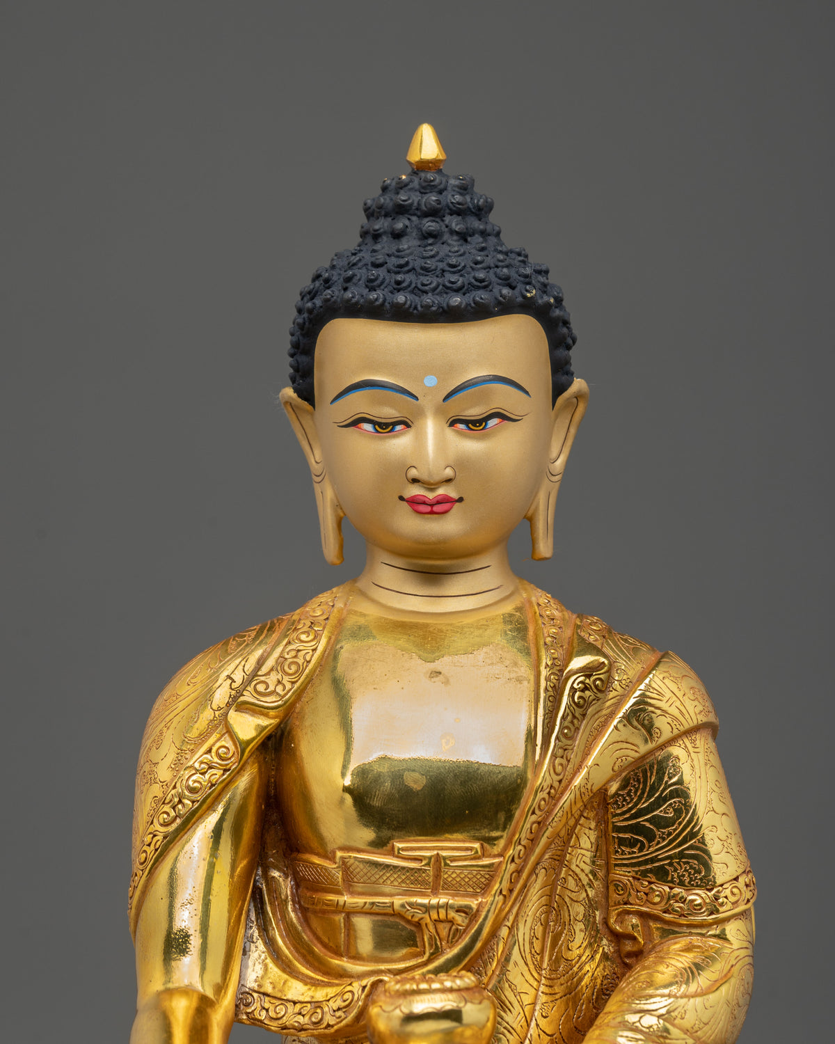 Hand-Carved Shakyamuni Buddha Sculpture of Enlightenment