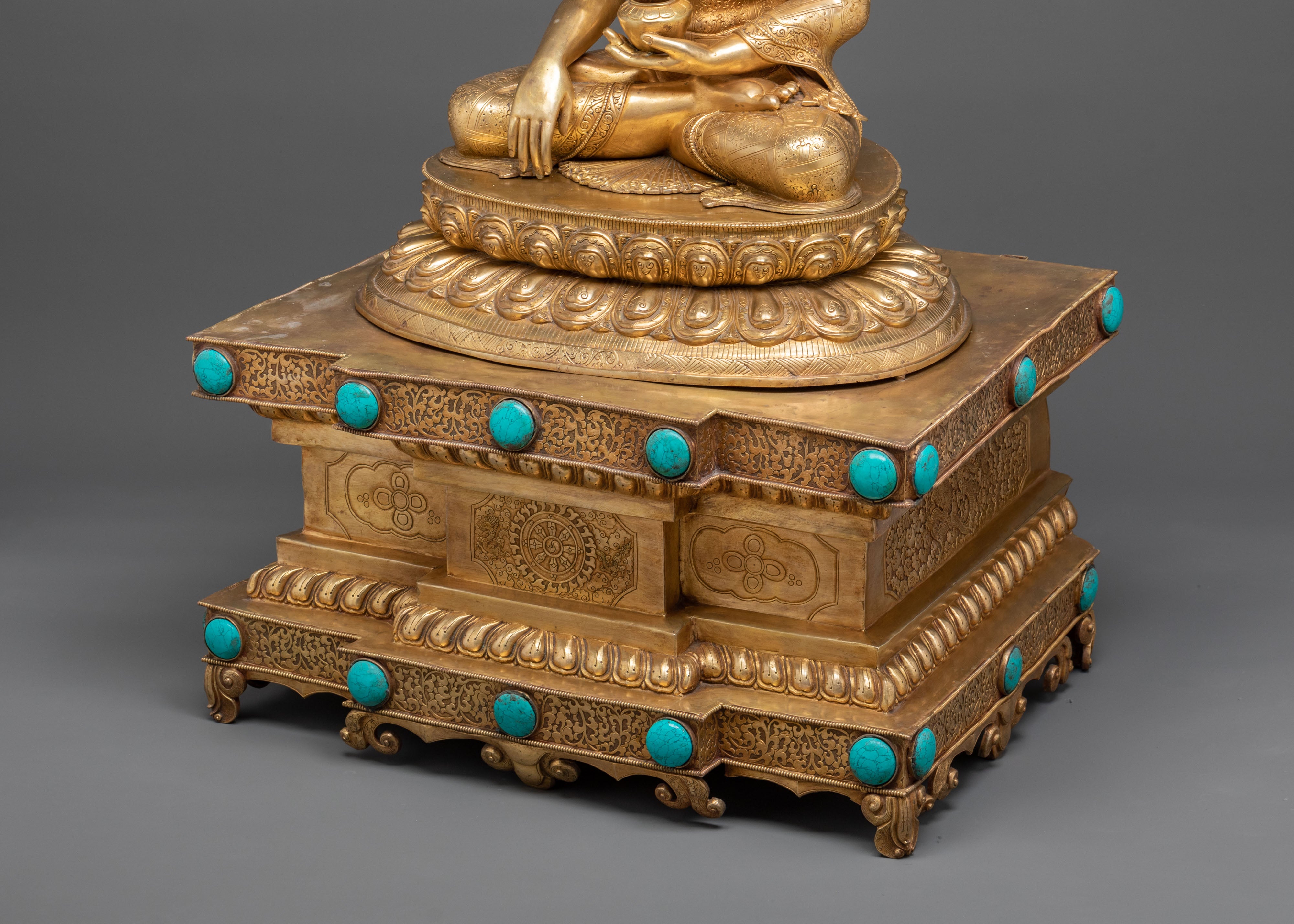 Shakyamuni Buddha Himalayan Statue Seated on a Throne
