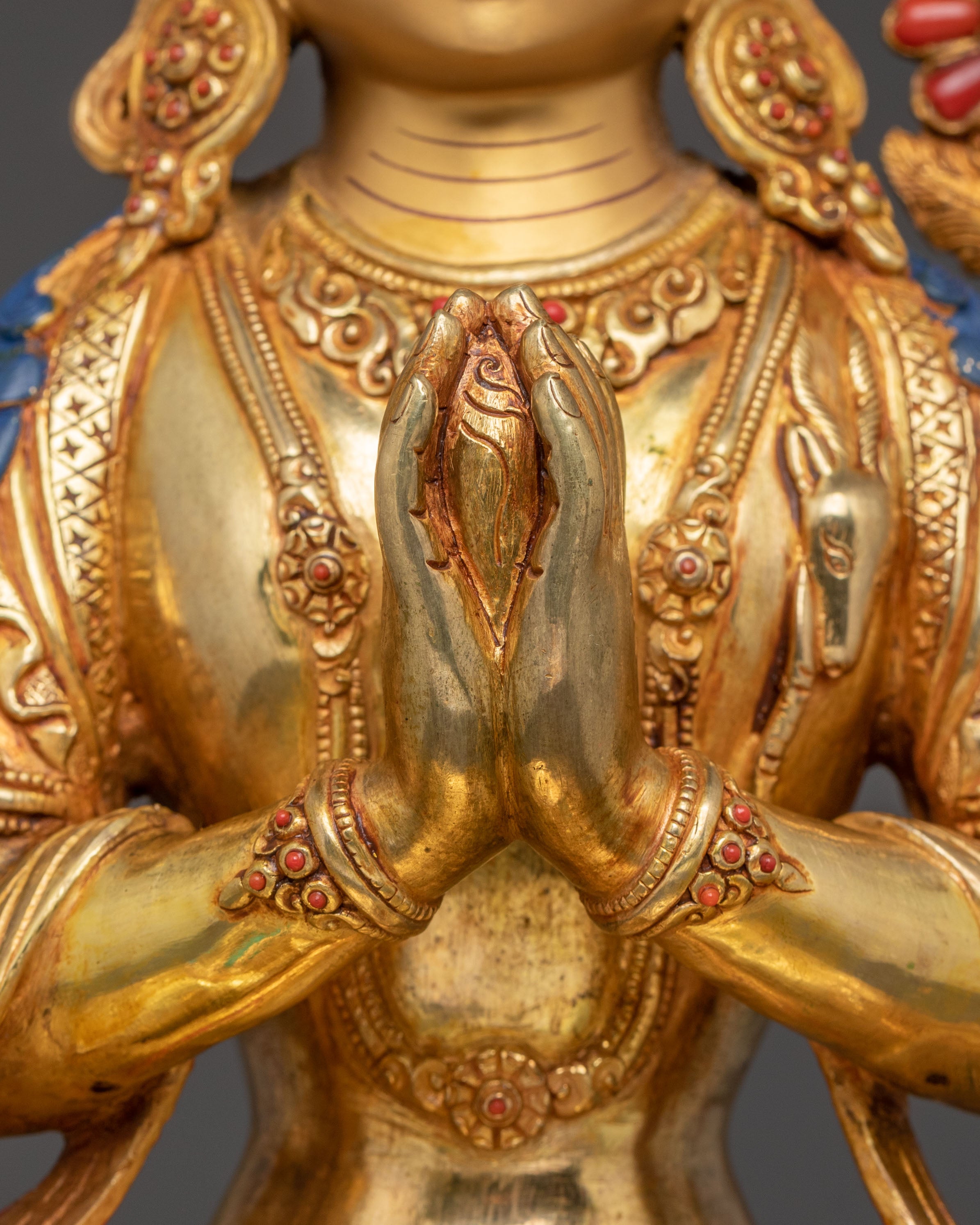 Bodhisattva Chenrezig Sacred Statue – Hand-Gilded Copper Statue