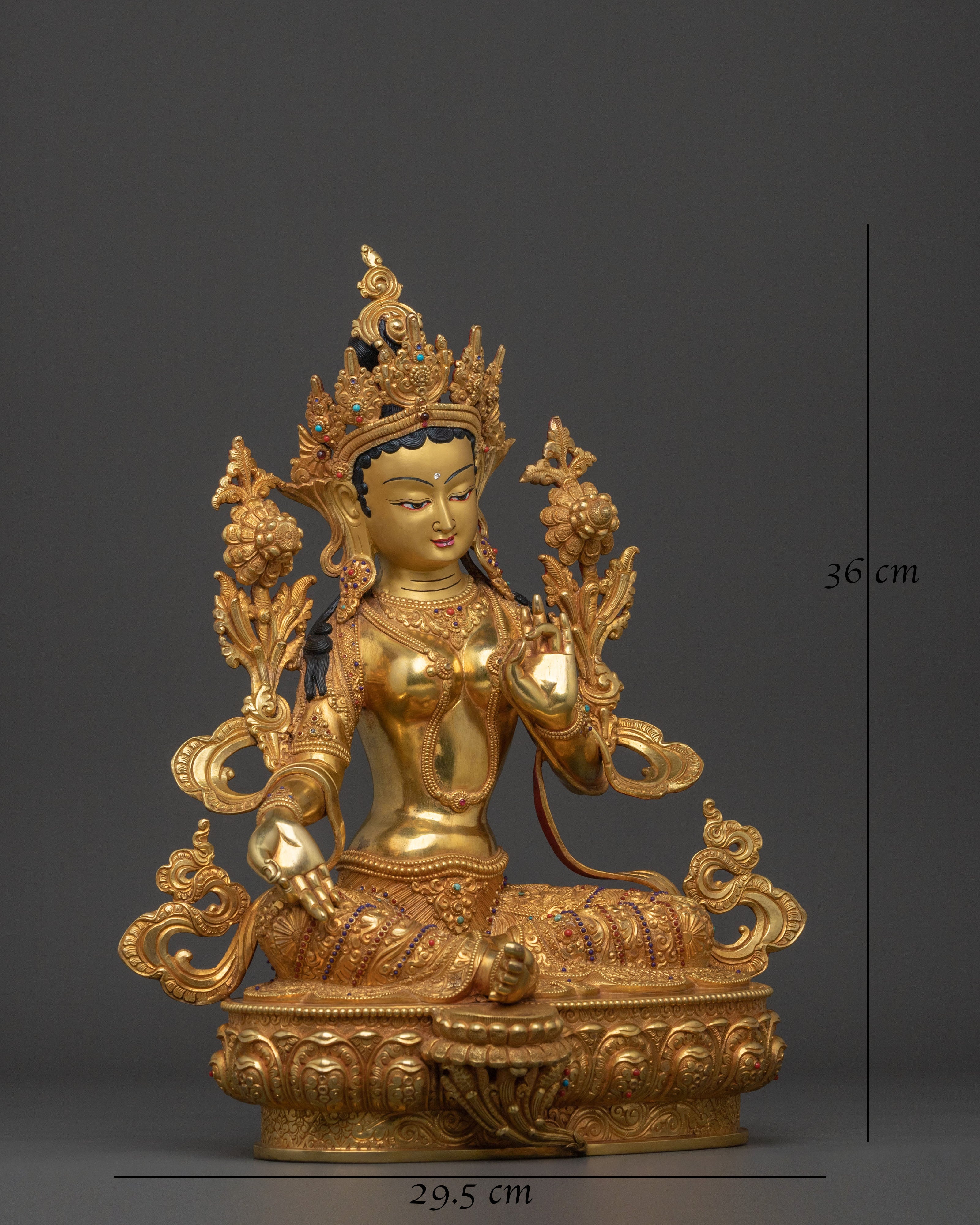 Tibetan Green Tara Compassion Goddess Statue
