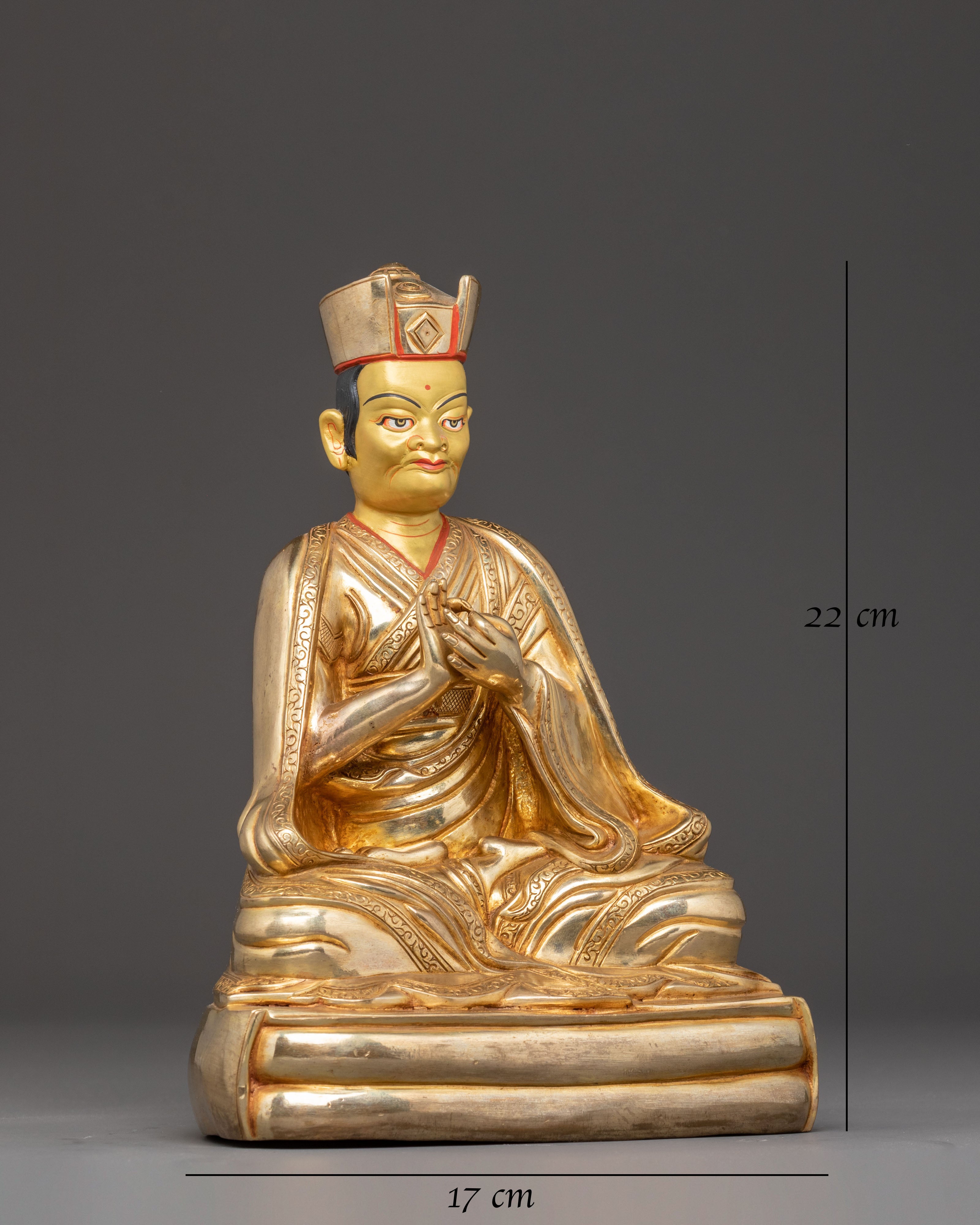 Handmade Karmapa Copper Body Statue | Gilded in 24K Gold