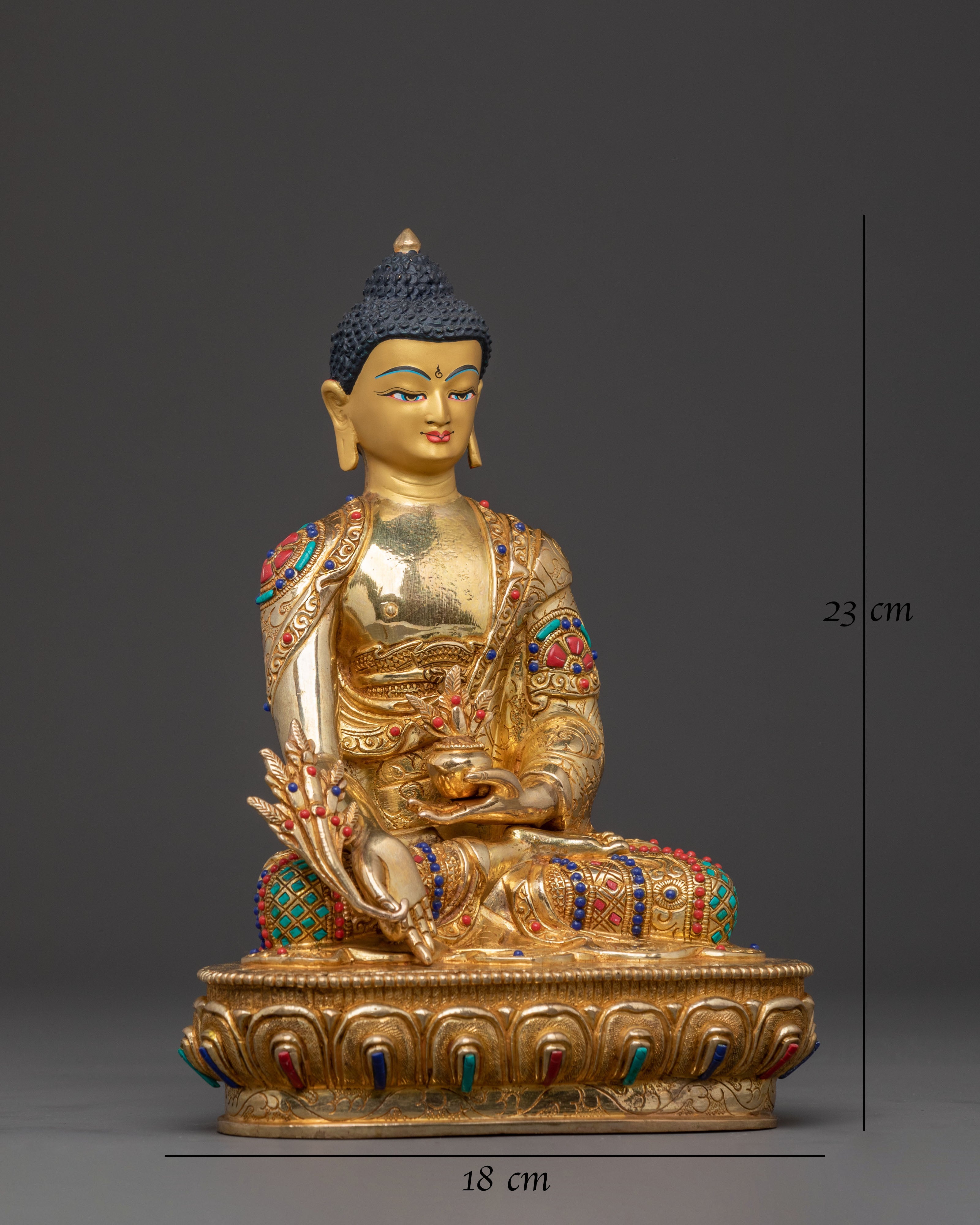 Handcrafted Medicine Buddha Blessing Statue - Gilded Copper Statue