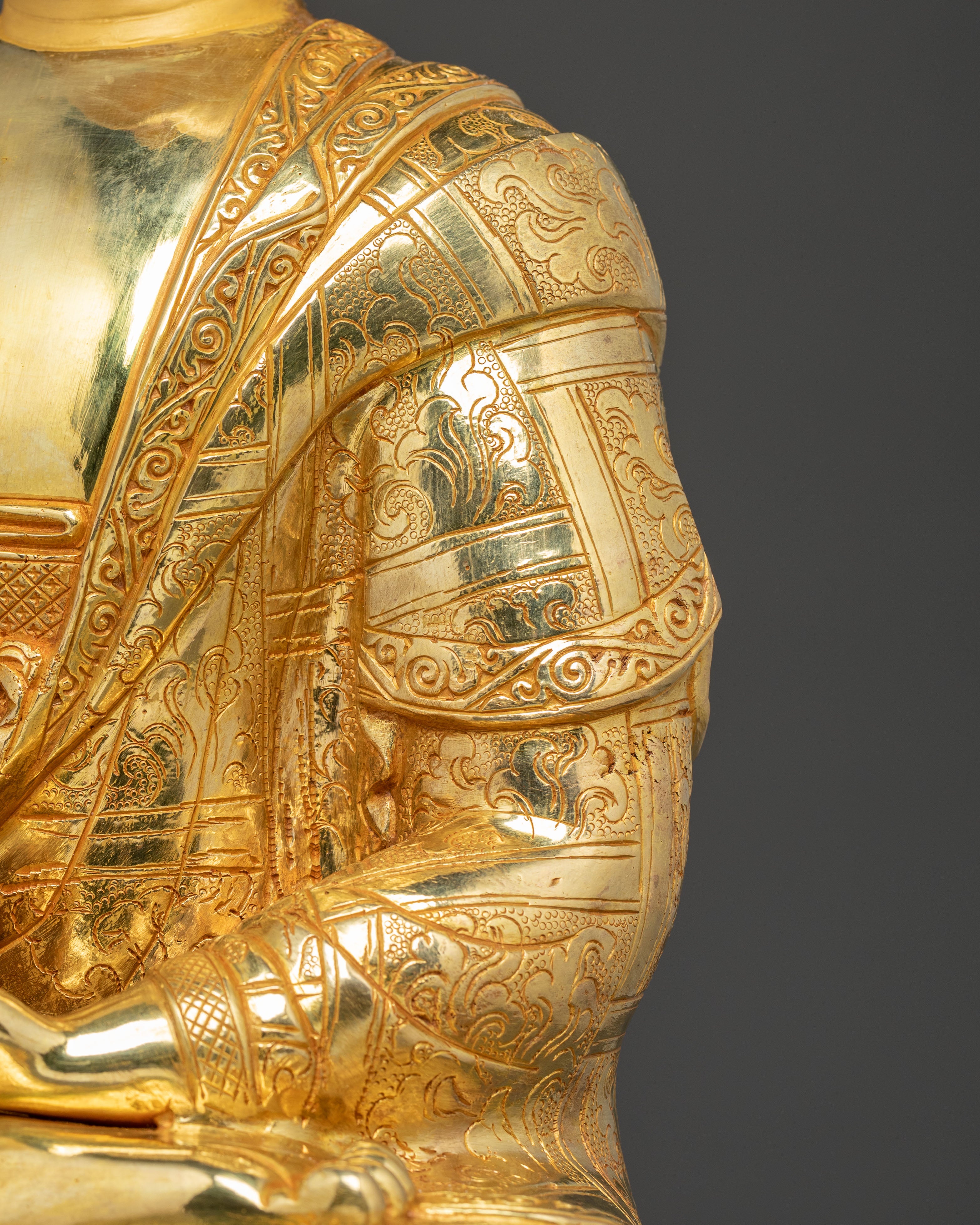 Handcrafted Golden Statue of Buddha Shakyamuni | Buddhist Spiritual Sculpture