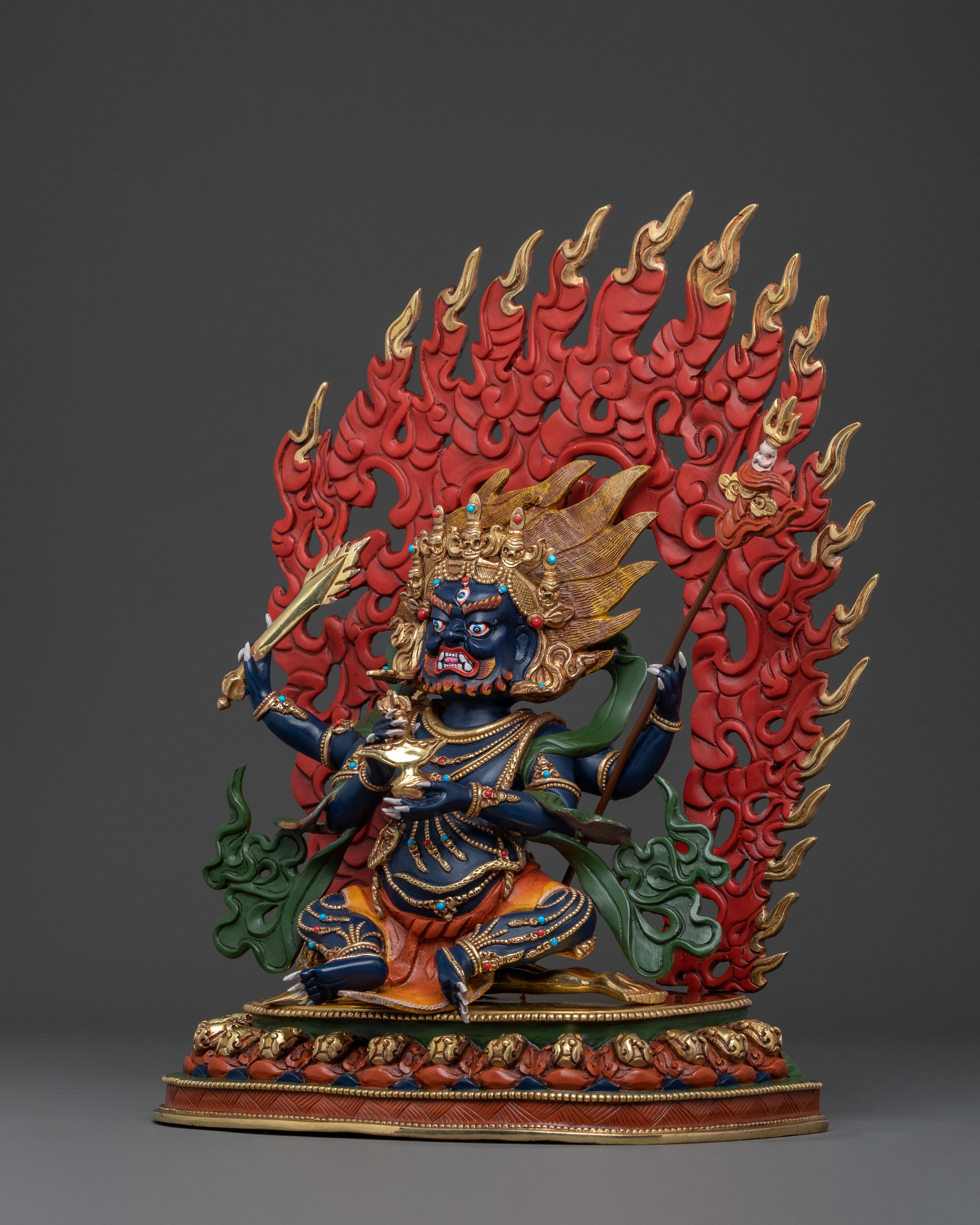 Four Armed Mahakala Sculpture | Protector Deity
