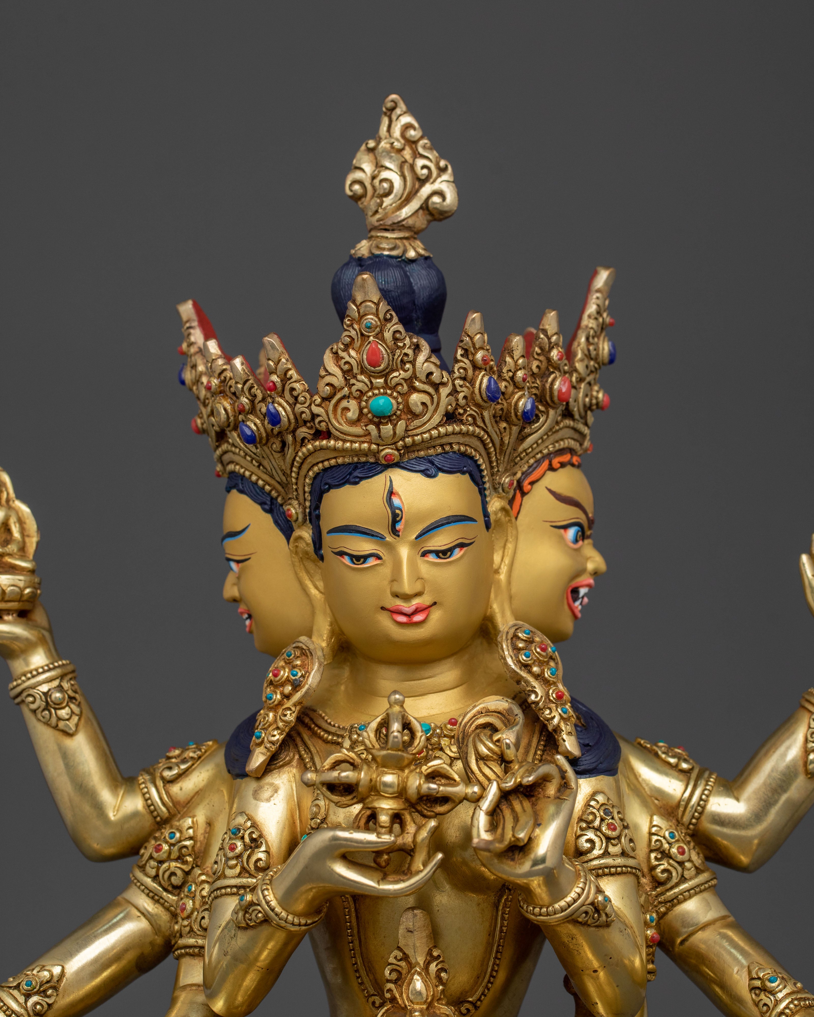 Namgyalma Three Faced Deity Sculpture