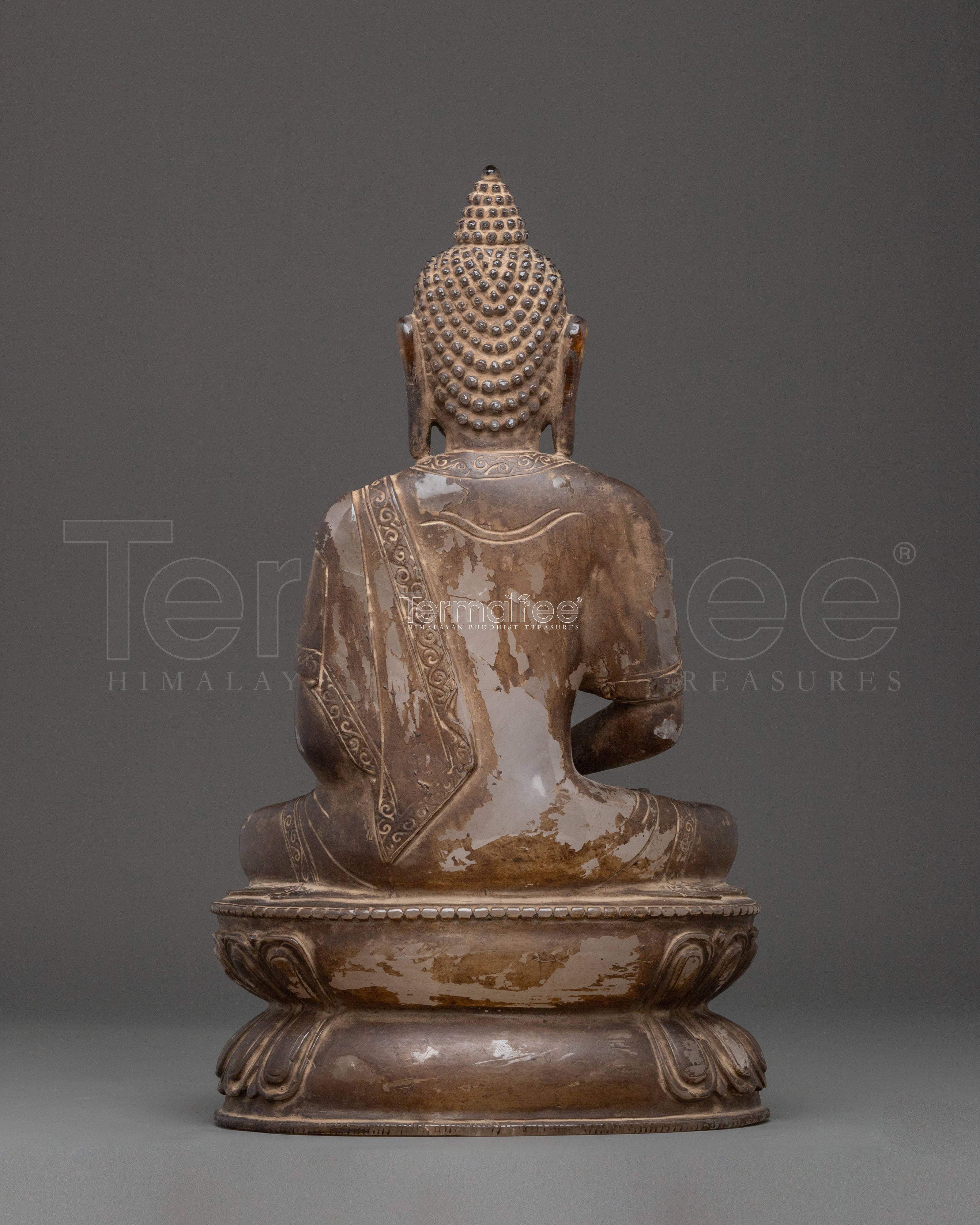 Amitabha Buddha Crystal Statue with Antique Finish