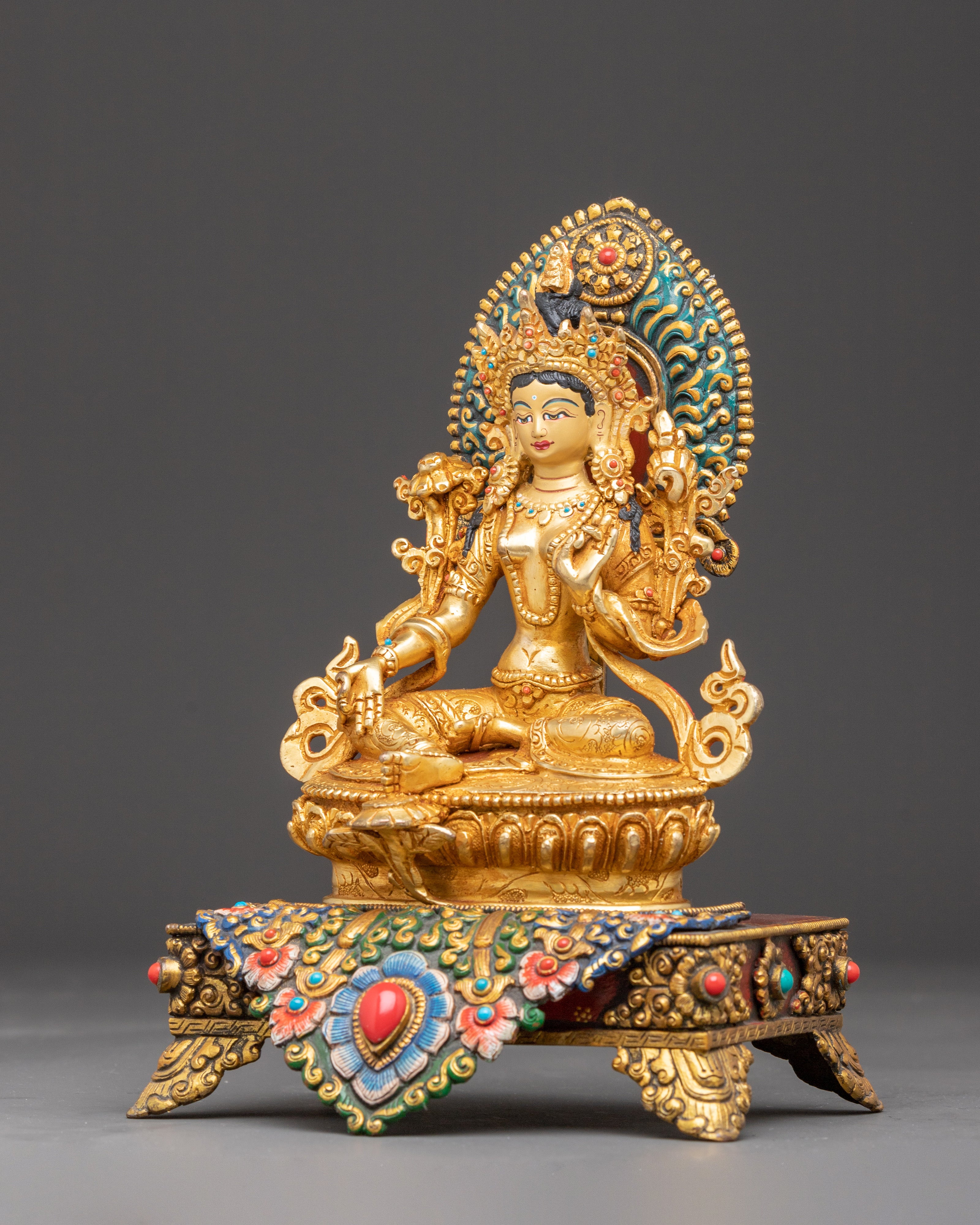 Shyama Tara Statue on Throne | The Goddess of Swift Compassion