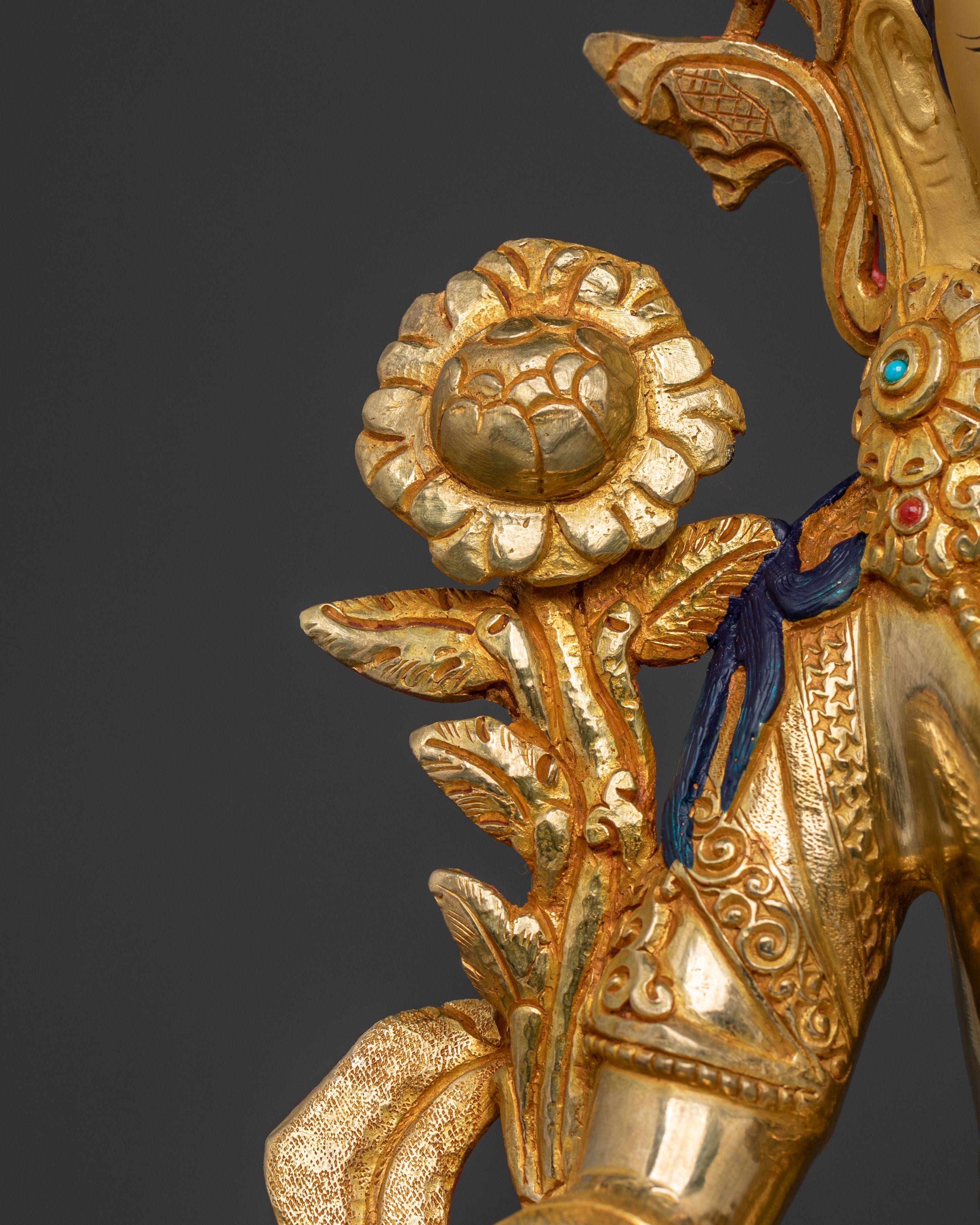 Handcrafted White Tara Golden Statue | Tibetan Deity