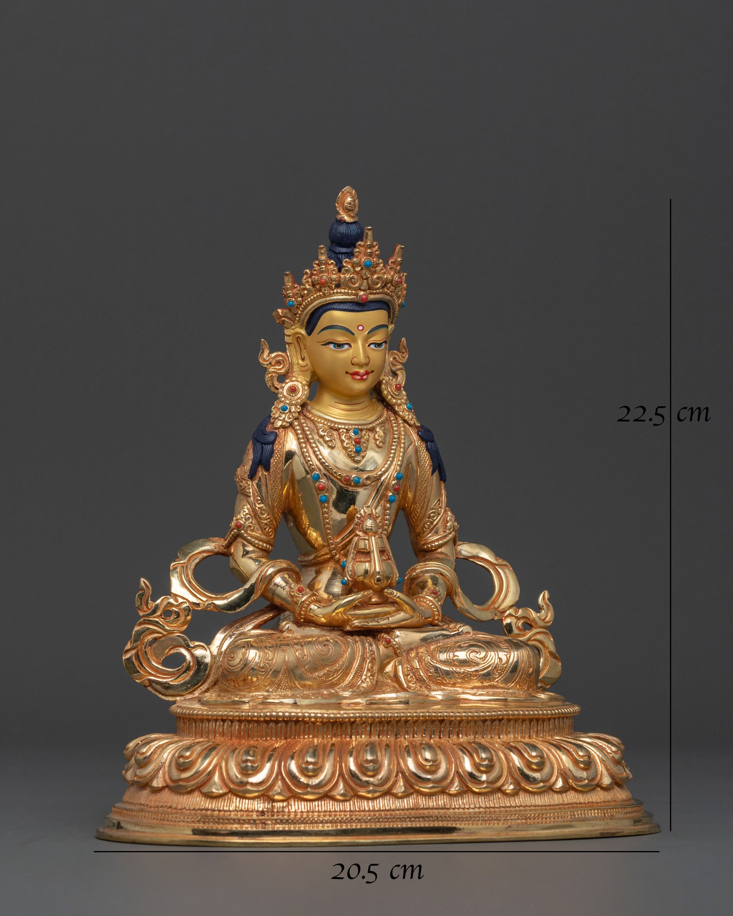 Red Buddha Amitayus Statue | Handcrafted 24K Gold Gilded