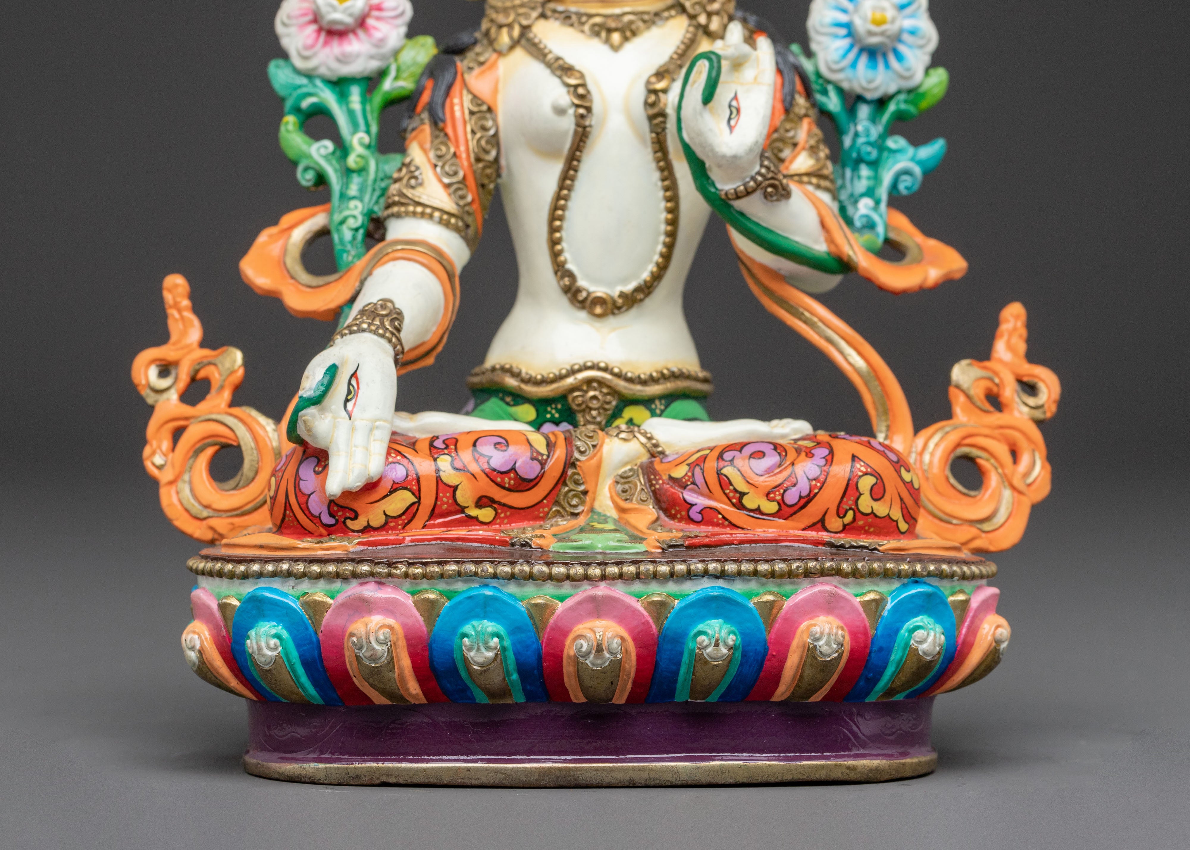 White Tara Protector of Peace Statue - Serene Gold Gilded