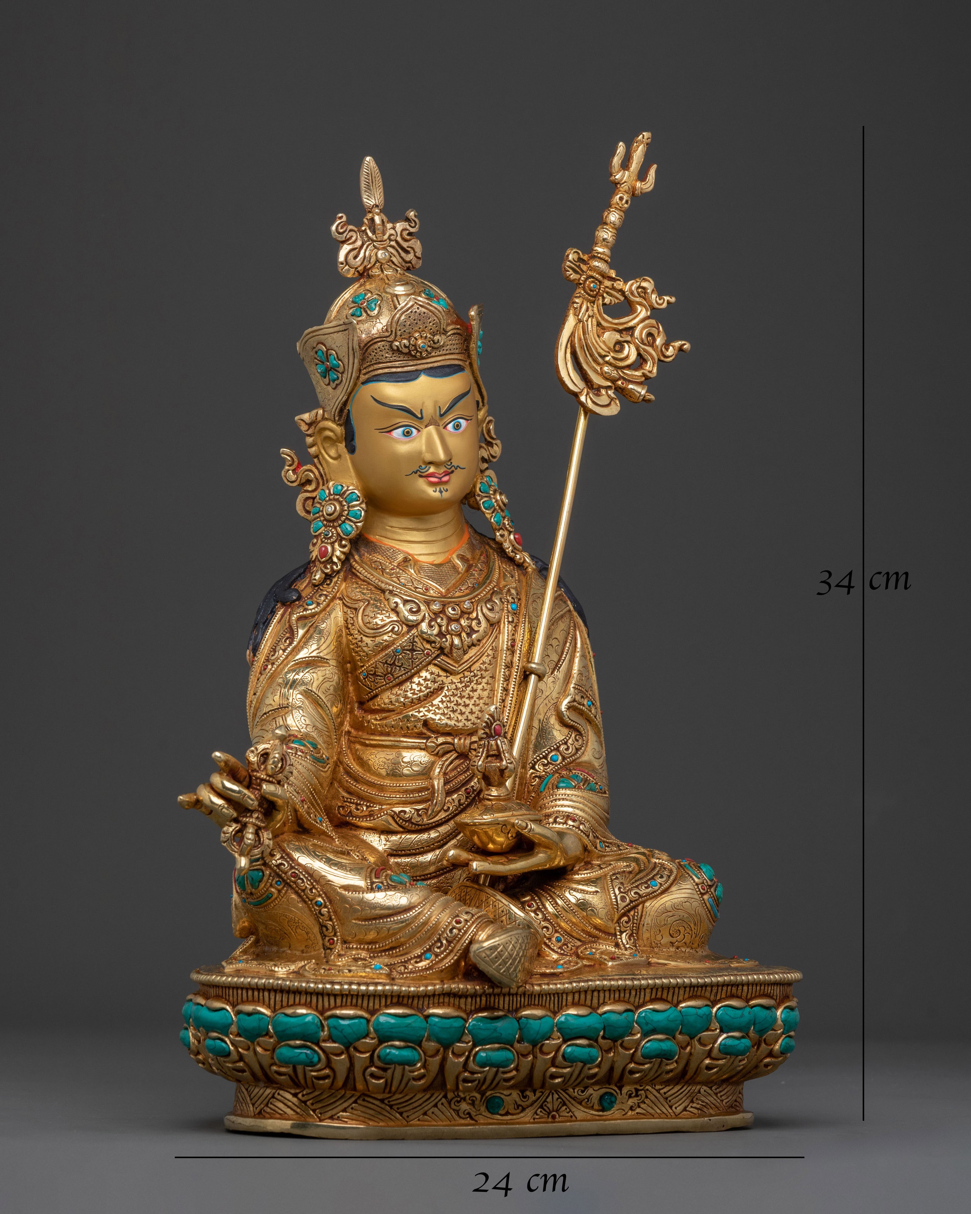 Guru Rinpoche Statue | 24K Gold Gilded Buddhist Master