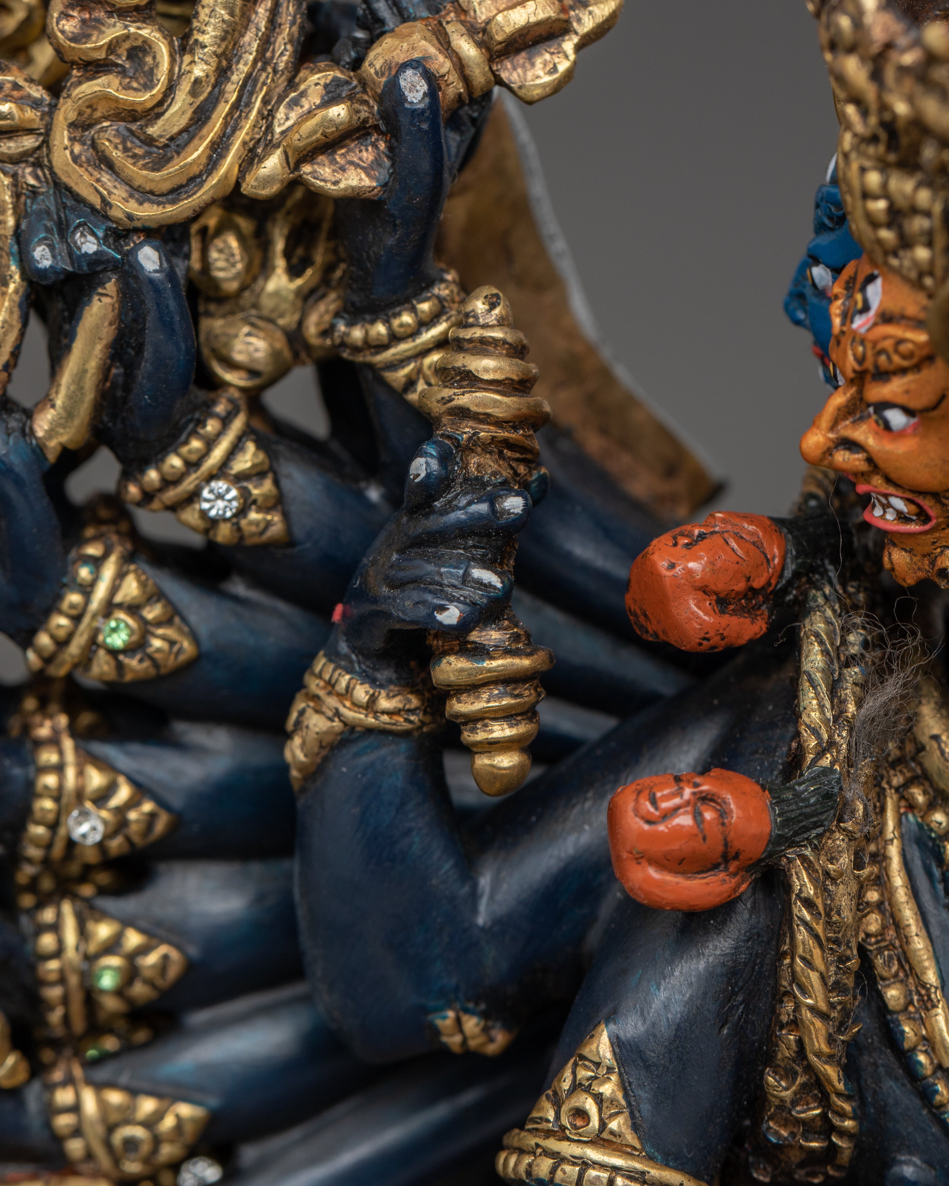 Buddhist Yamantaka Statue: Conqueror of Death | Gold Gilded Wrathful Deity