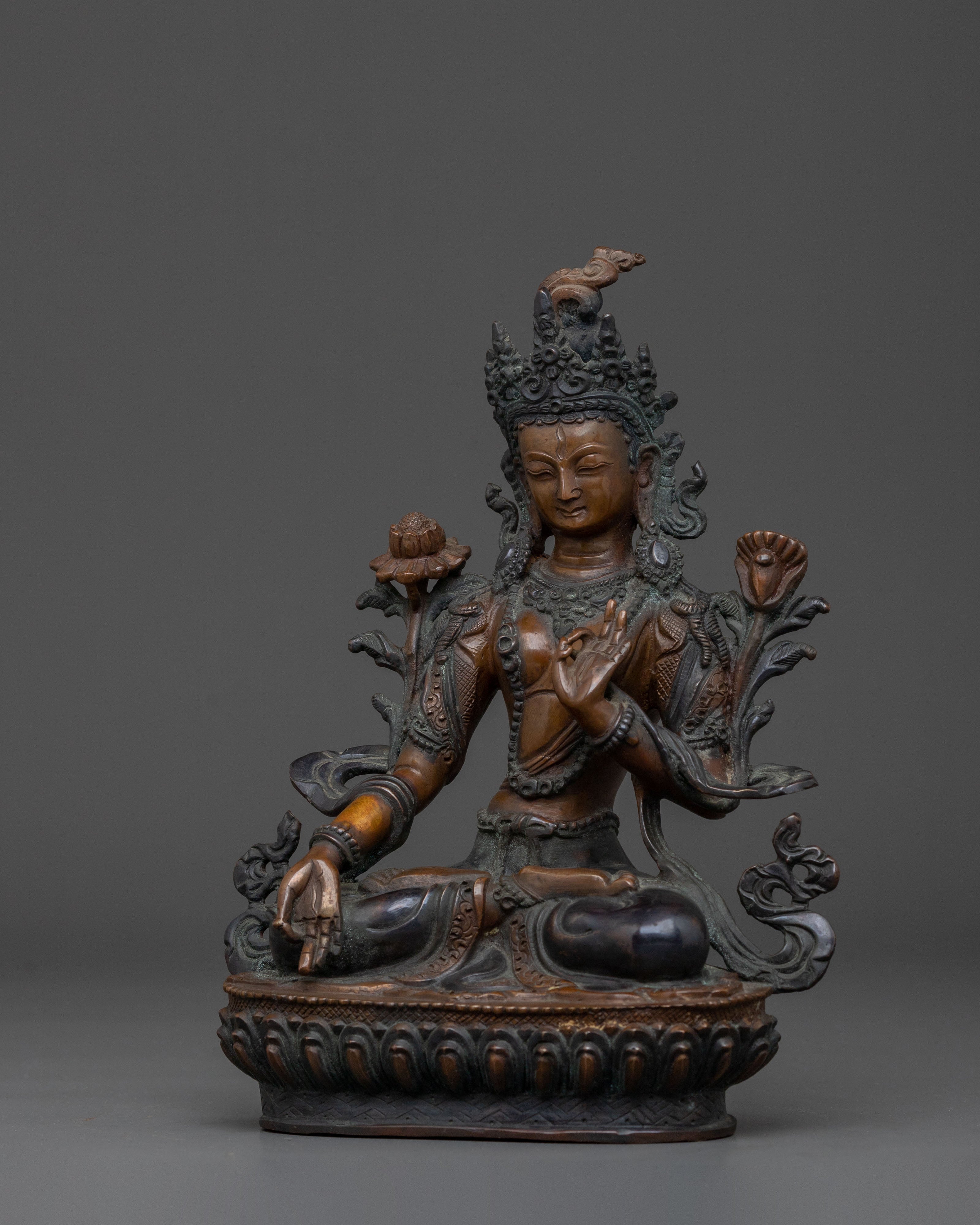 Tibetan Buddhist Goddess White Tara Figurine | Meditation Altar Decor