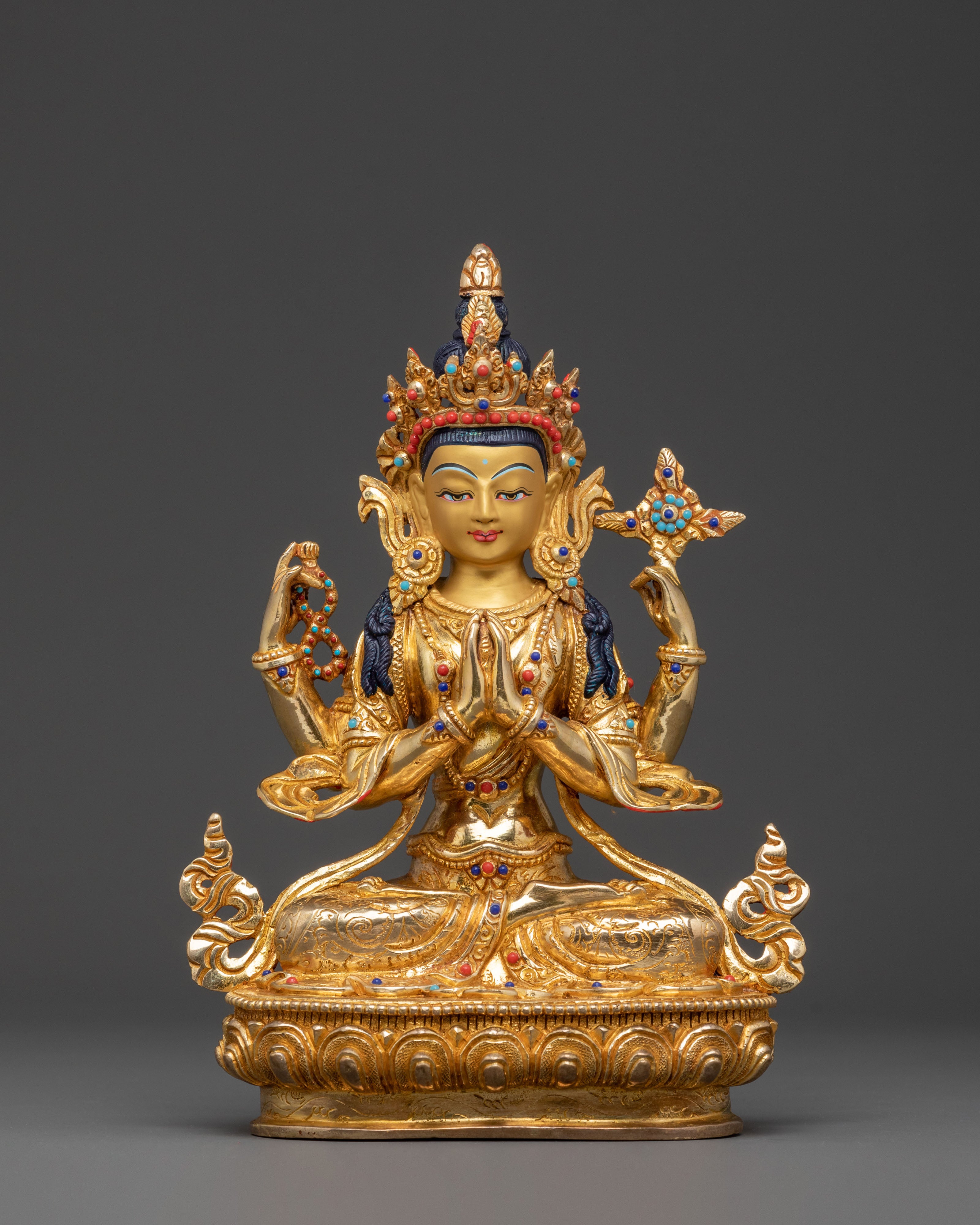 Chenrezig 24k Gold Gilded Spiritual Statue