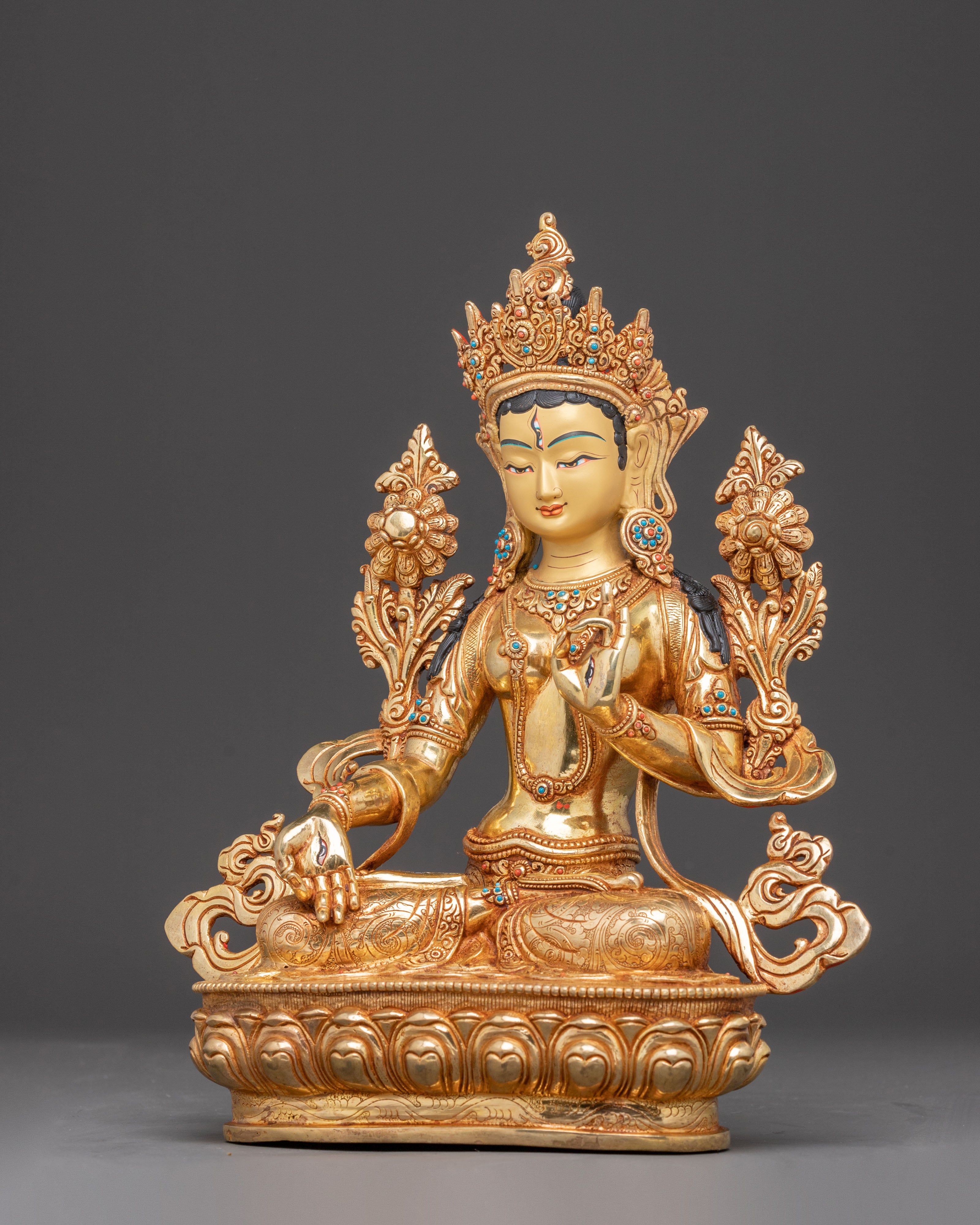Handcrafted Figurine of White Tara Healing Goddess