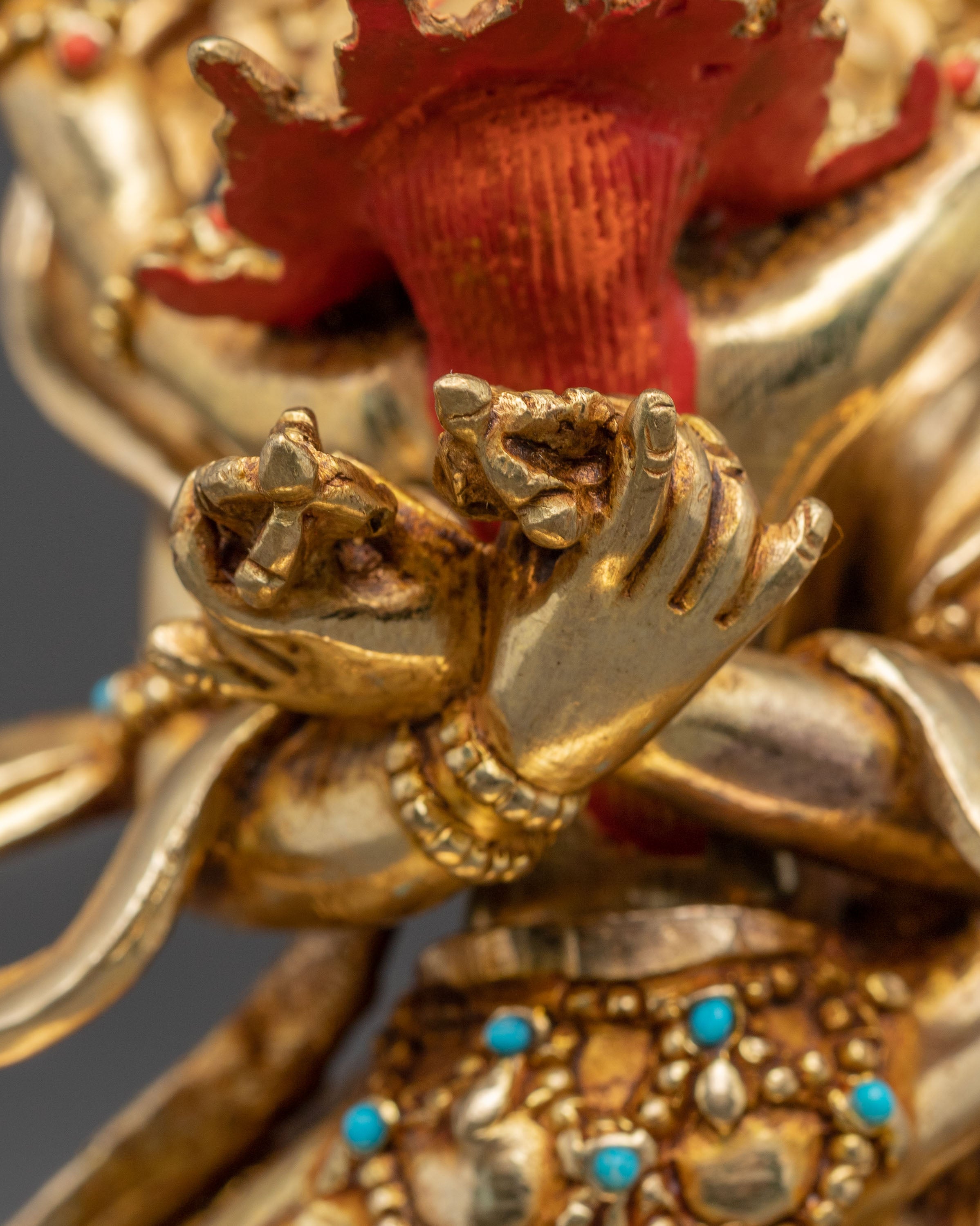 Chakrasamvara Handmade Golden Buddhist Statue | Tibetan Sculpture for Altar