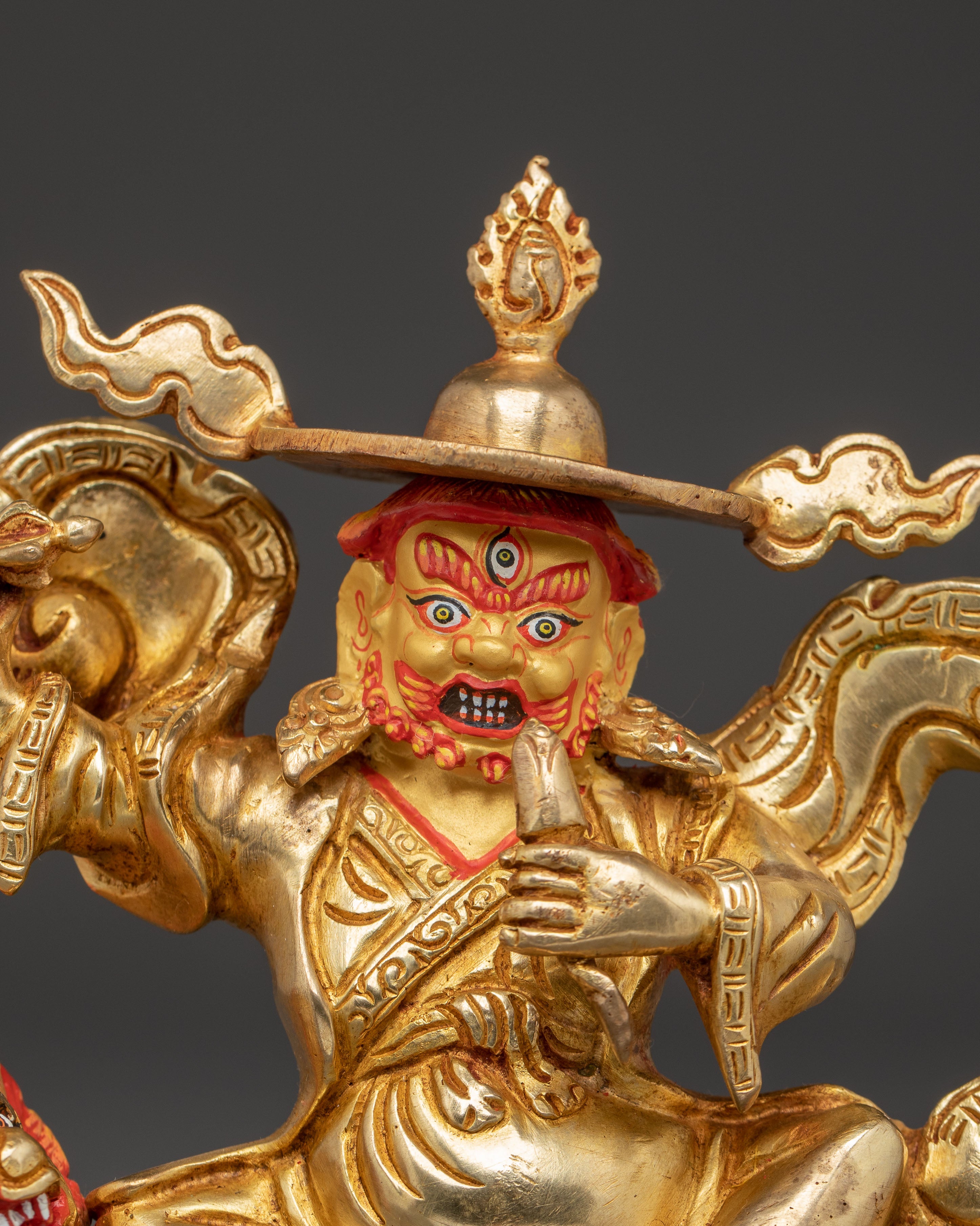 Three Tibetan Protector Deities Statue Set | Rahula, Dorje Legpa & Ekajati Statue Set