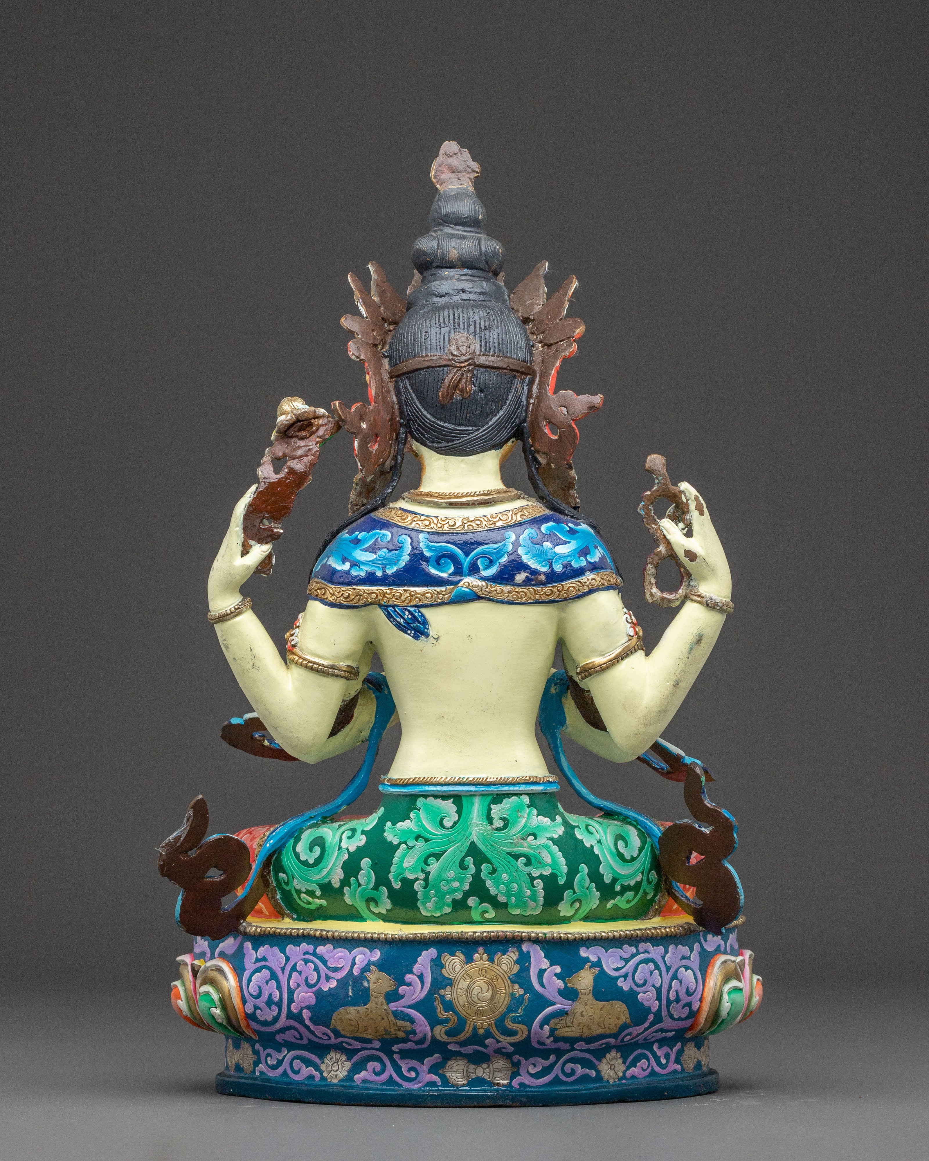Chenrezig Guardian of Mercy Statue | Hand-Gilded Copper