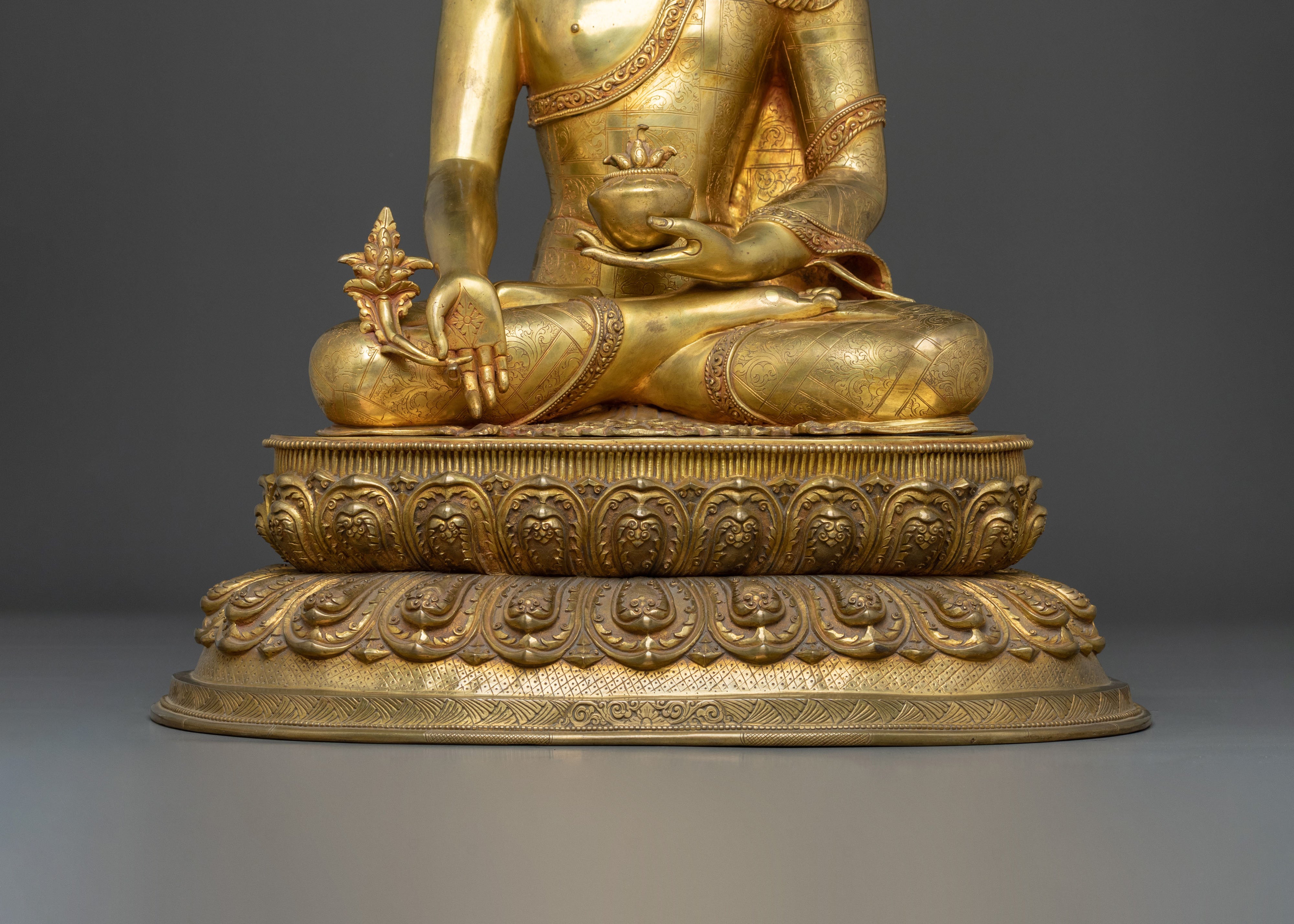 Tibetan Medicine Buddha Buddhist Statue | 24K Gold Gilded