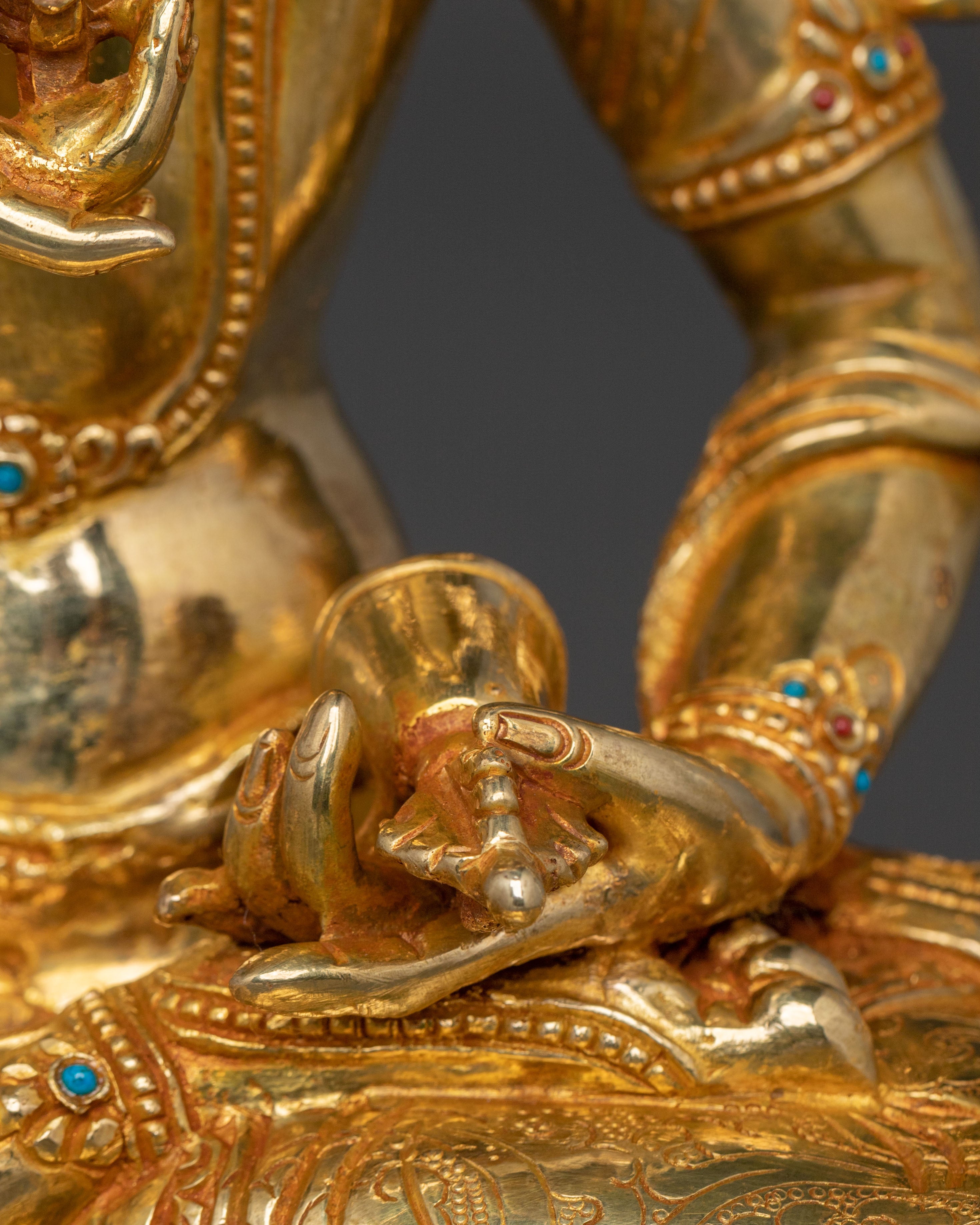 Vajrasattva Sculpture: 24K Gold Gilded Icon