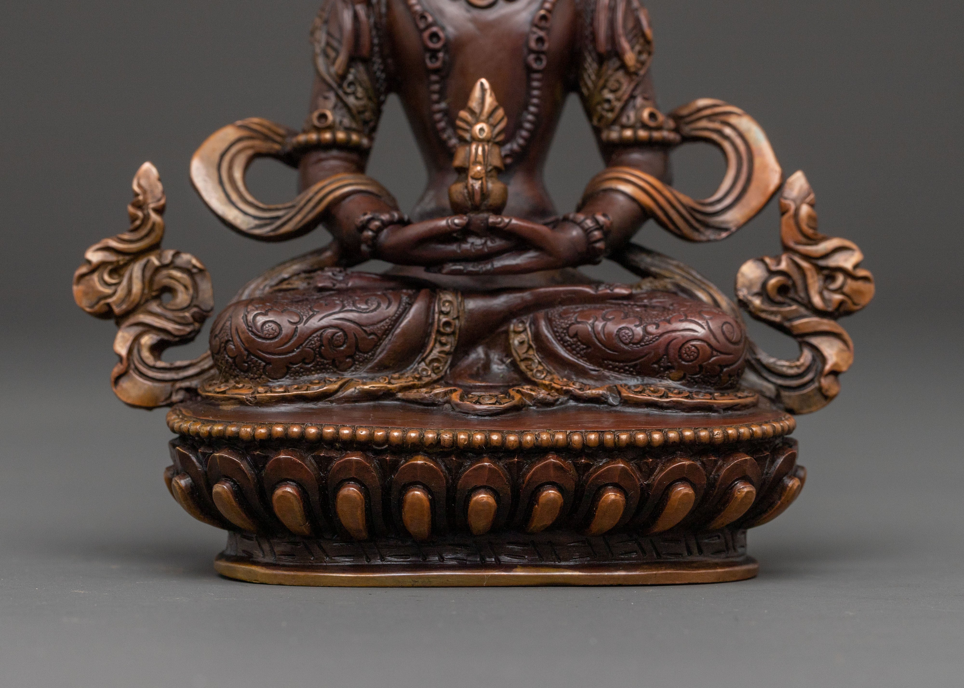 Buddha of Boundless Life Amitayus Statue - Oxidized Copper Statue