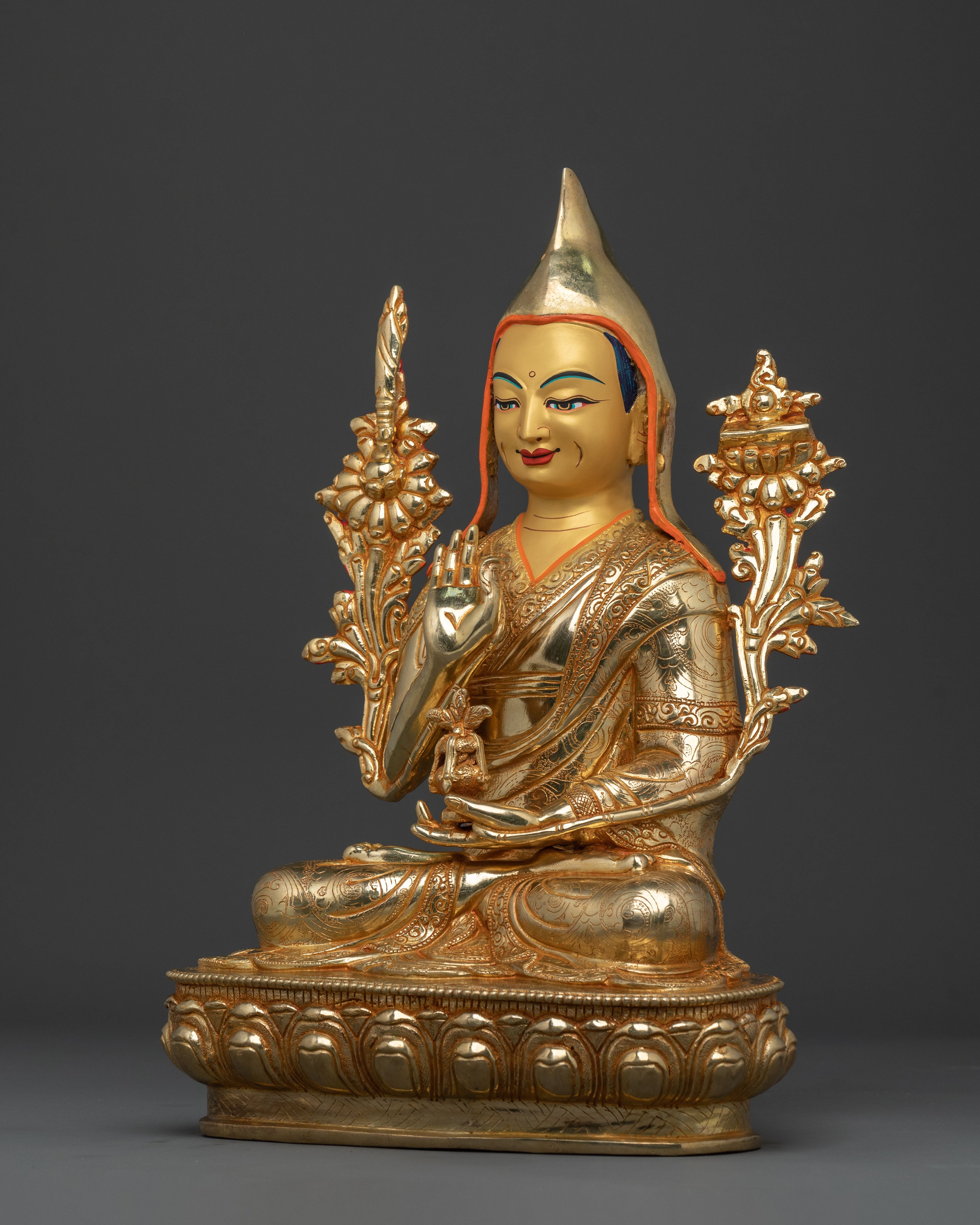 Tsongkhapa Handcrafted Statue in 24K Gold