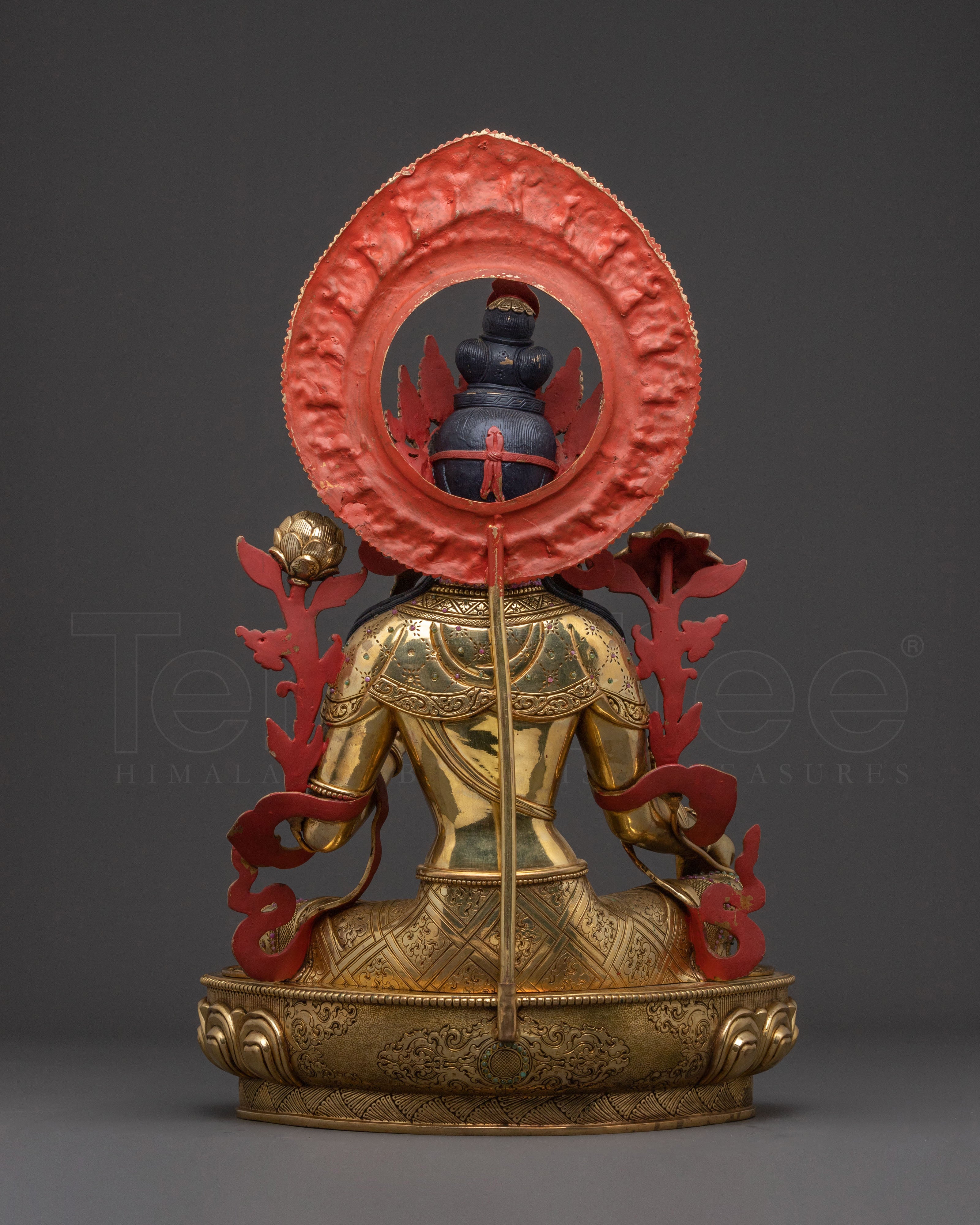 Sacred Statue of Green Tara: Exquisite 24K Gold Gilded