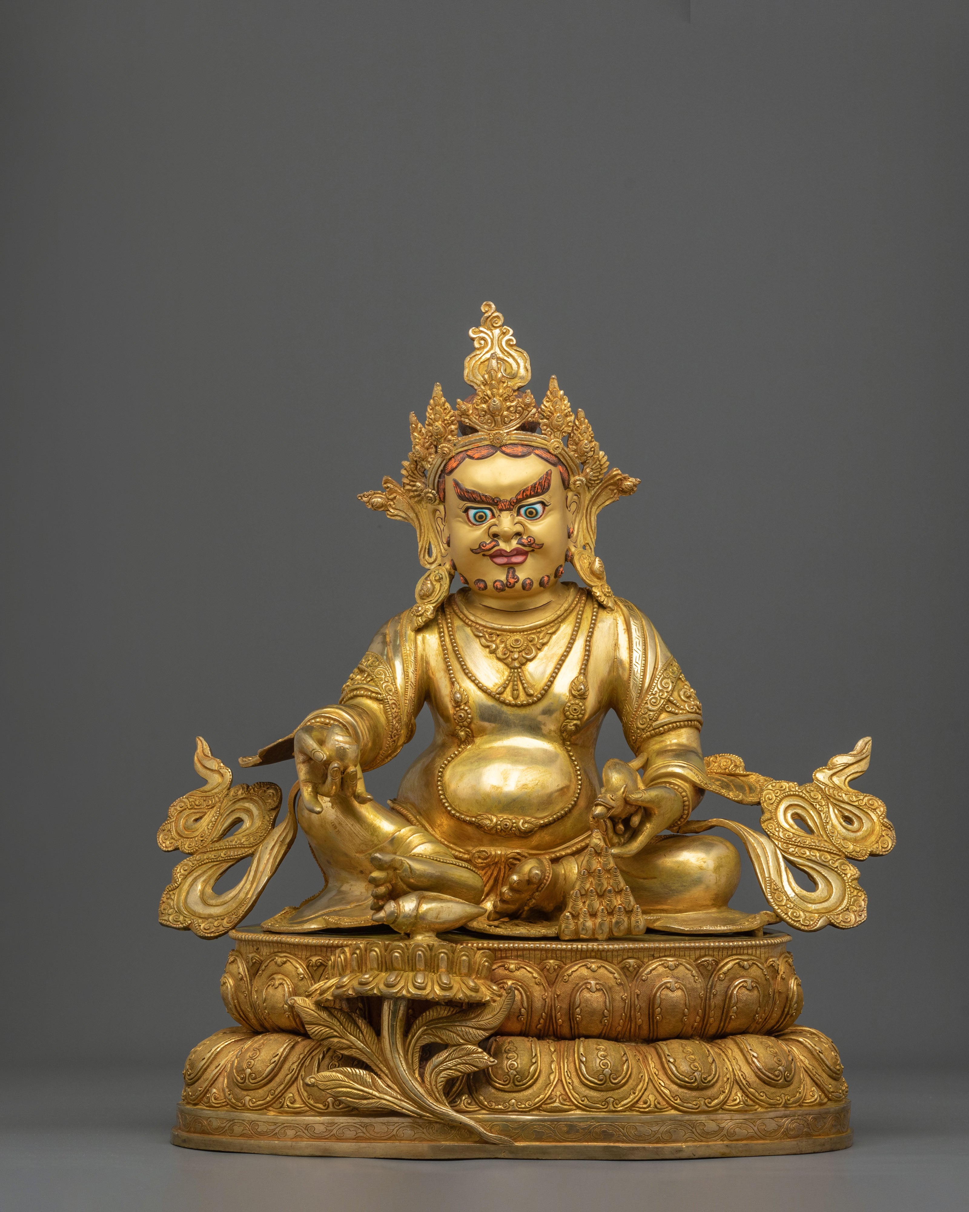 Dzambhala Golden Statue | Copper Figurine of Wealth Deity