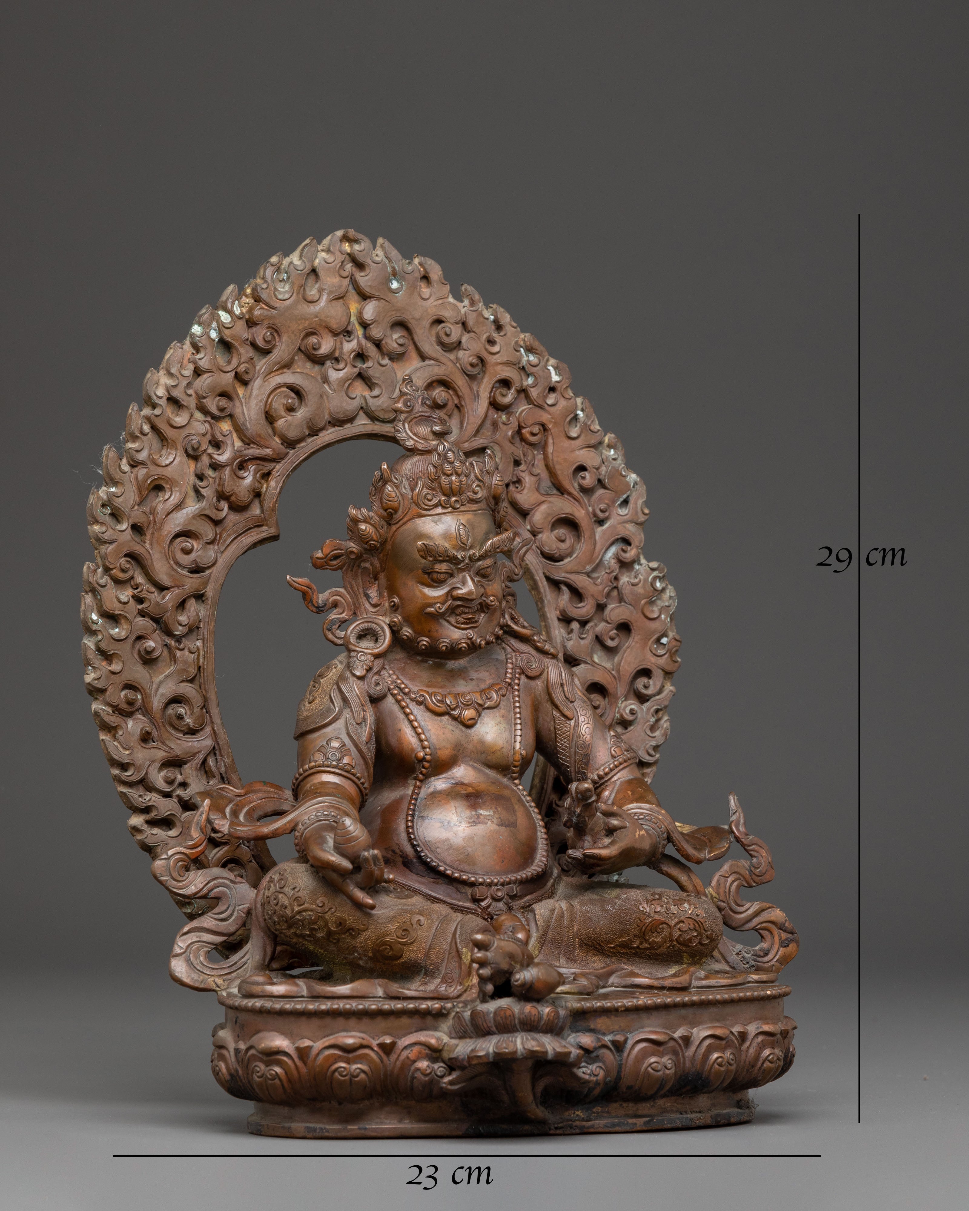 Dzambhala Guardian of Wealth Statue - Antique Oxidized Copper